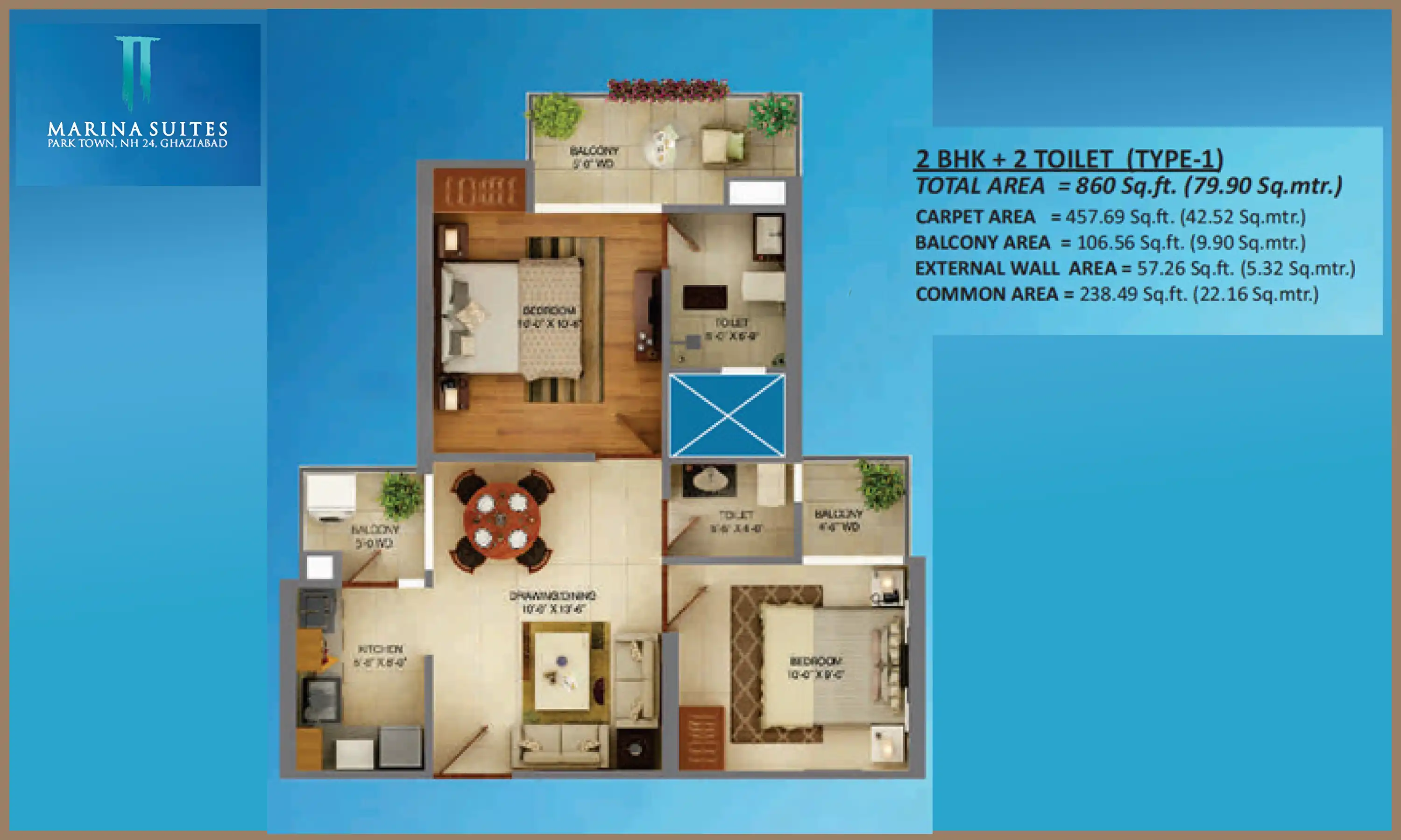 860 Sqft