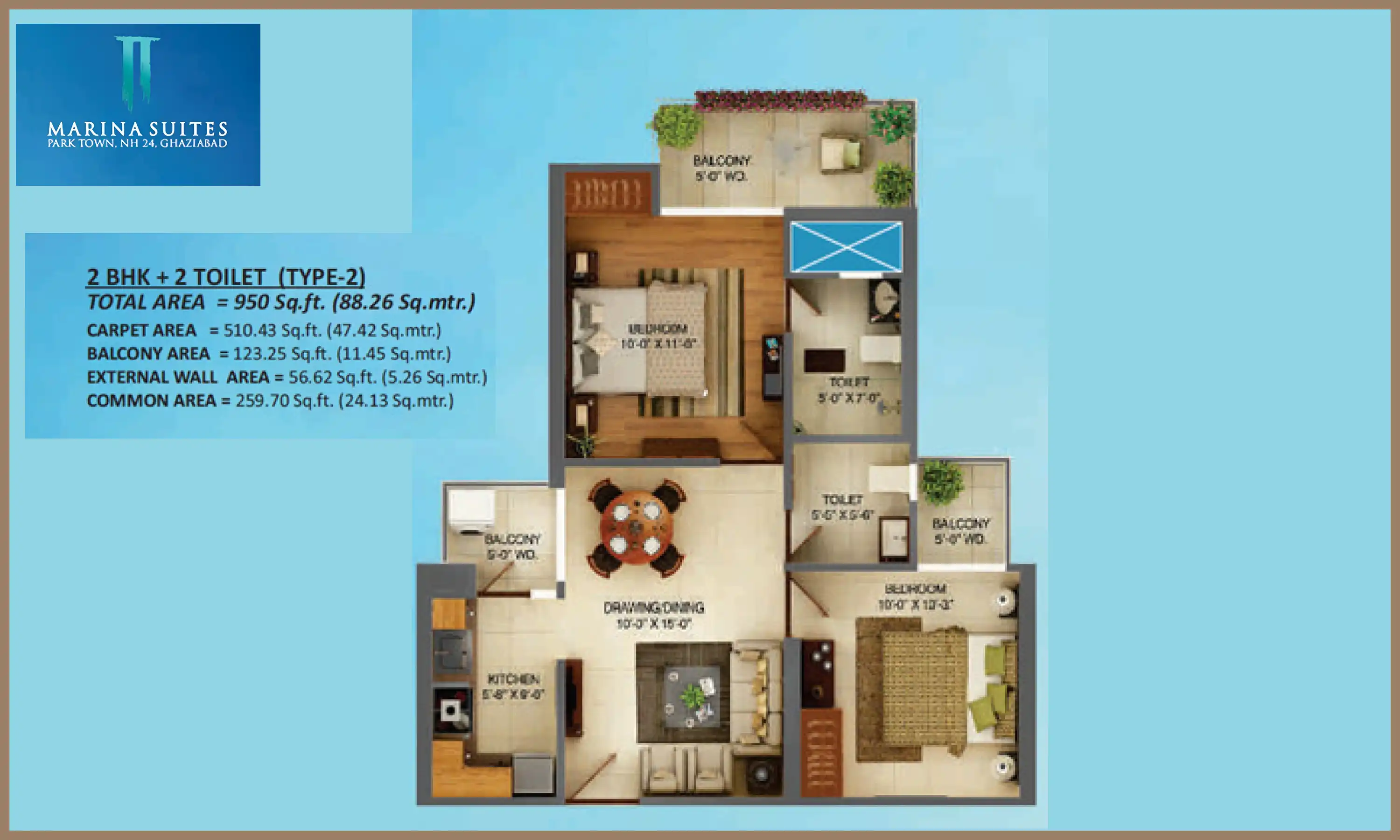950 Sqft