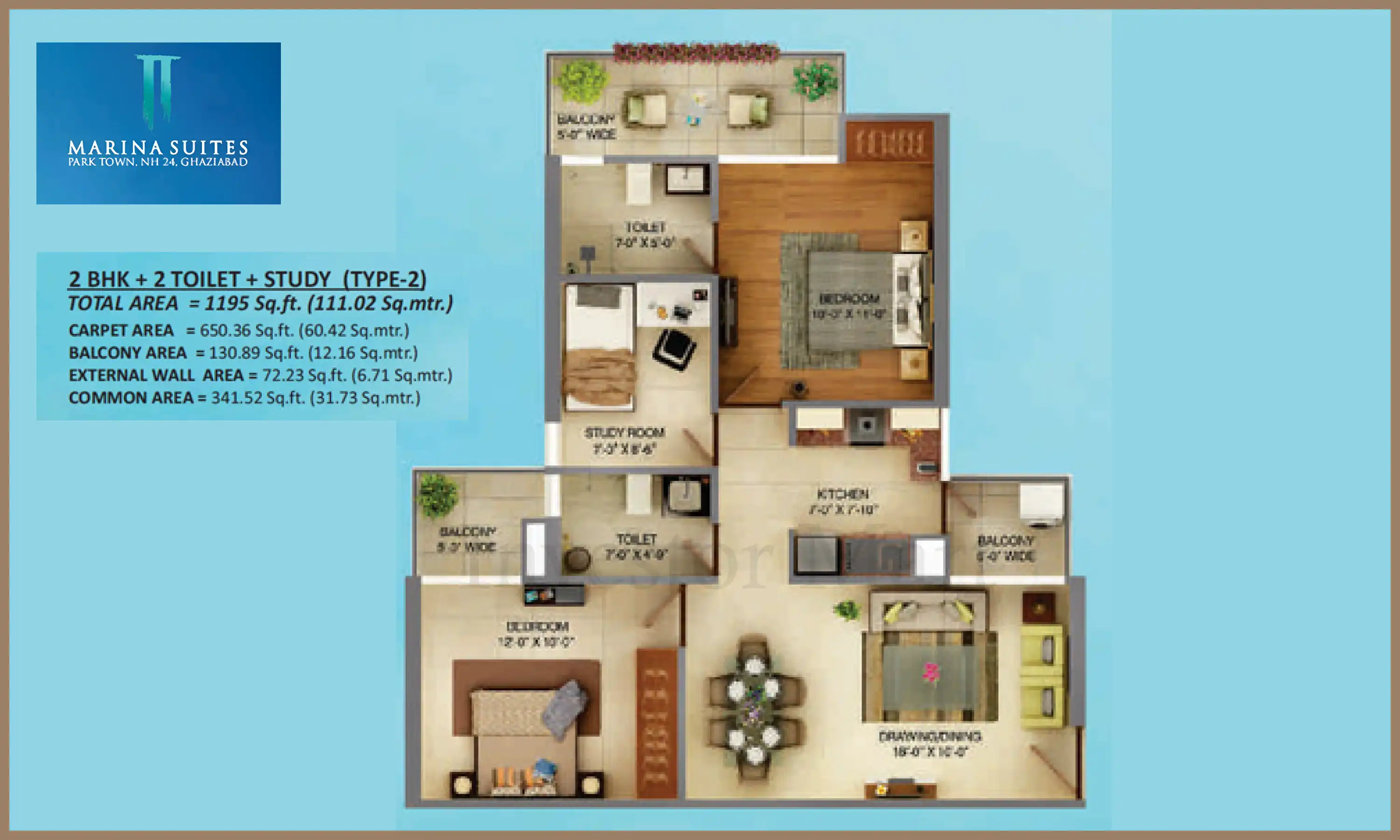 1195 Sqft