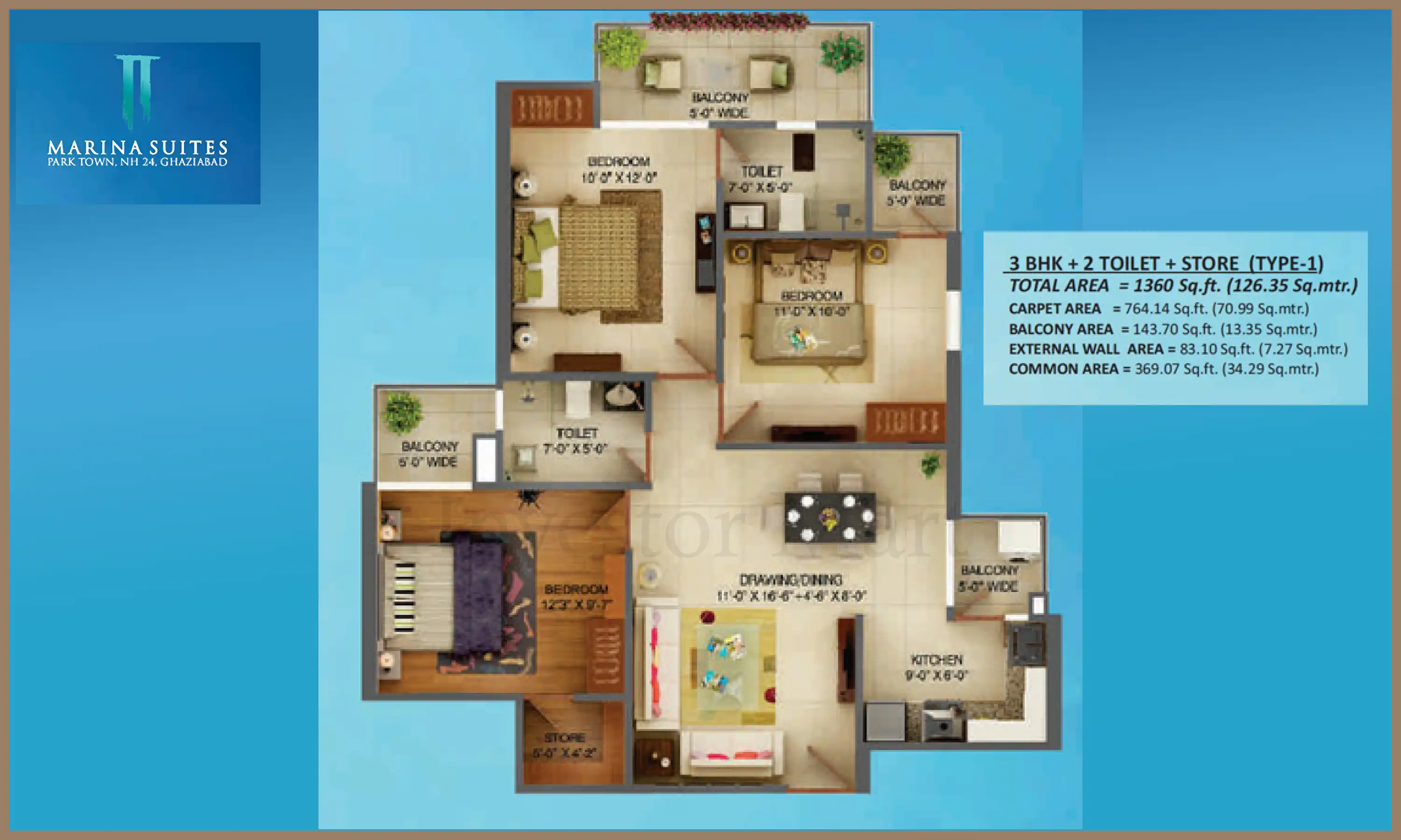 1360 Sqft