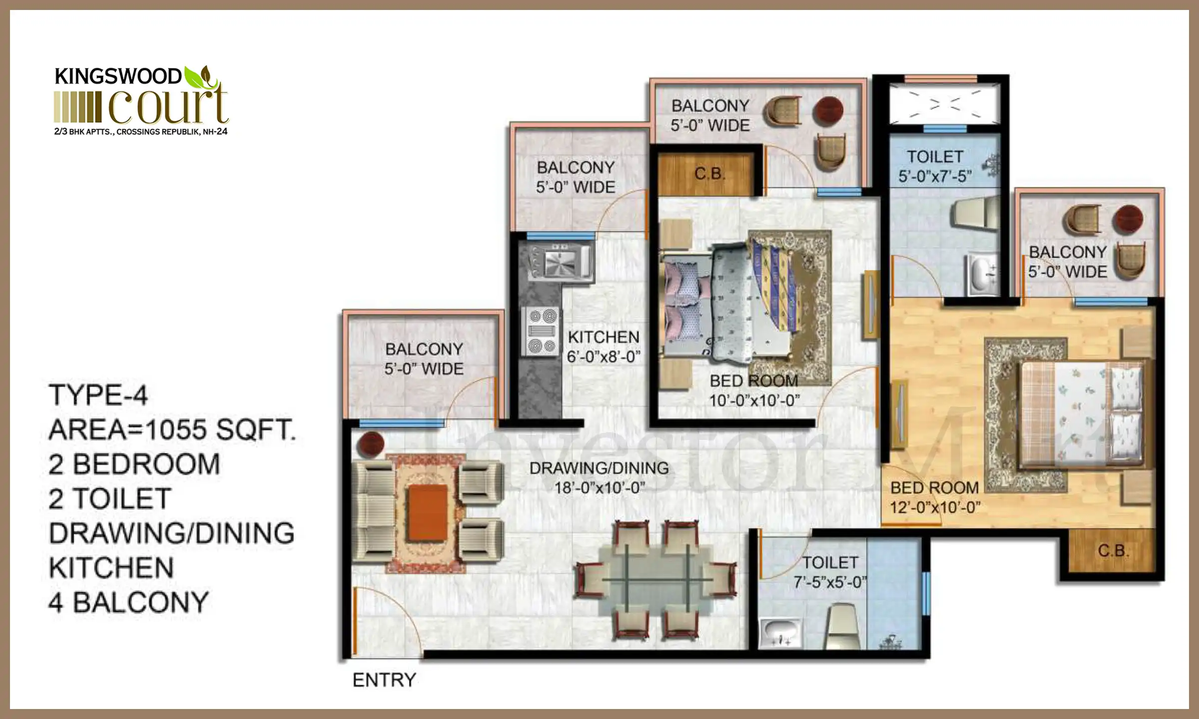 1055 Sqft