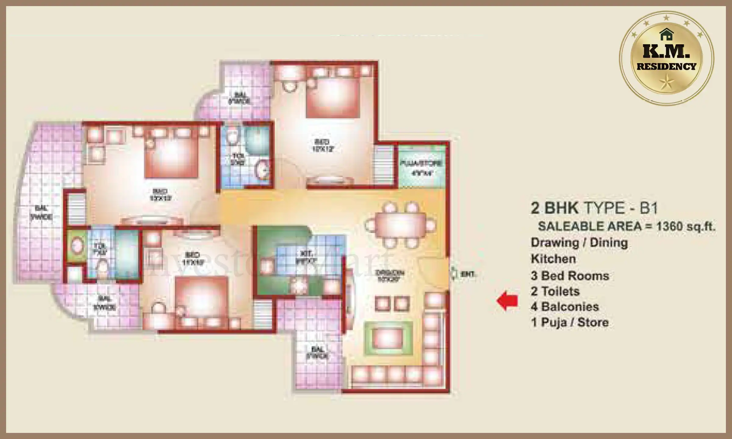 1360 Sqft