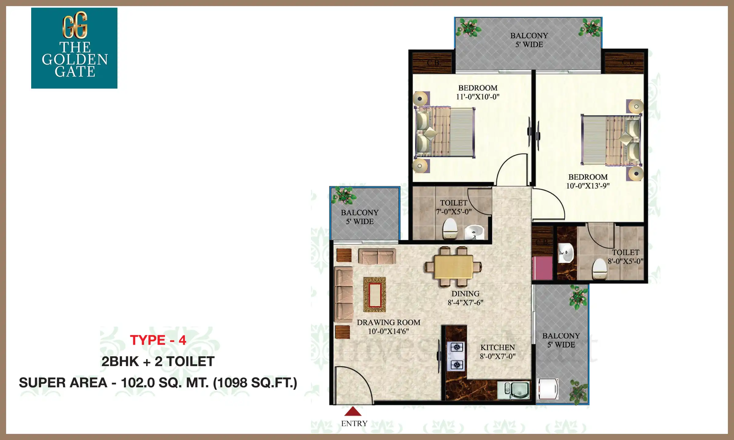1098 Sqft