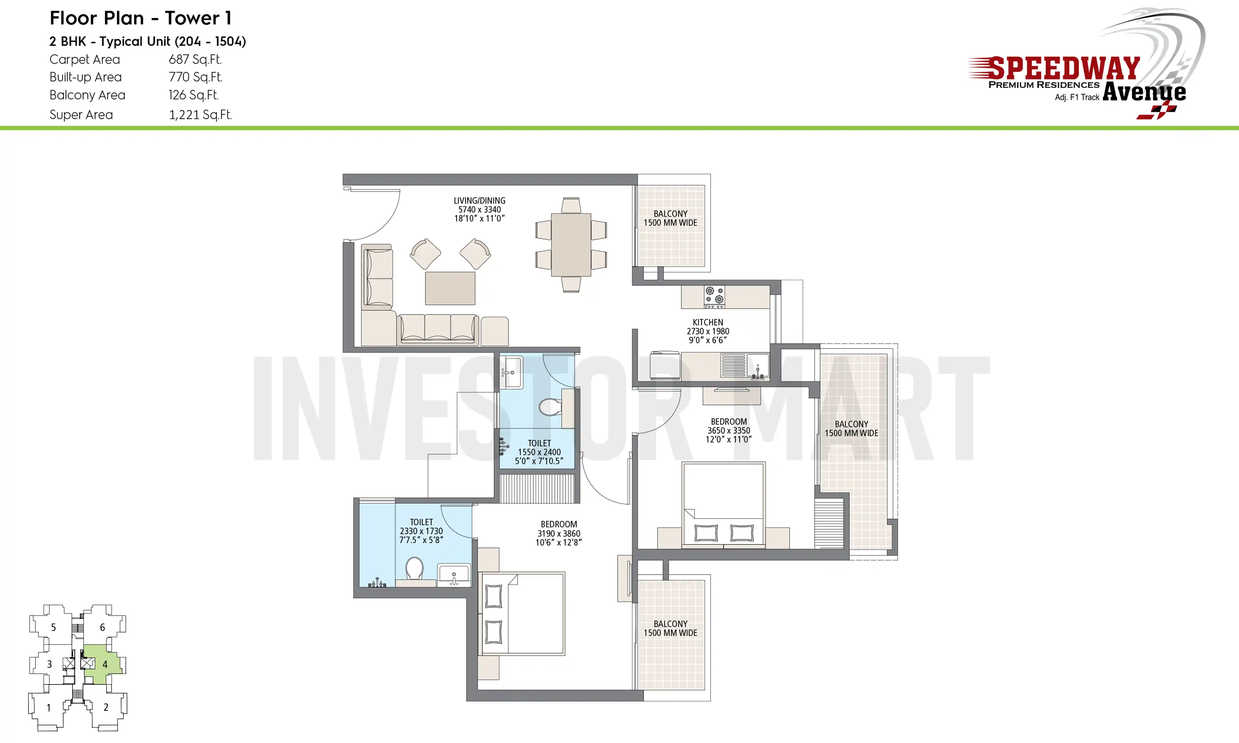 1221 Sqft