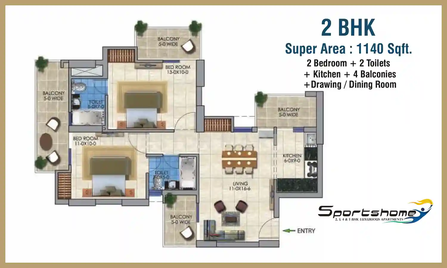 1140 Sqft