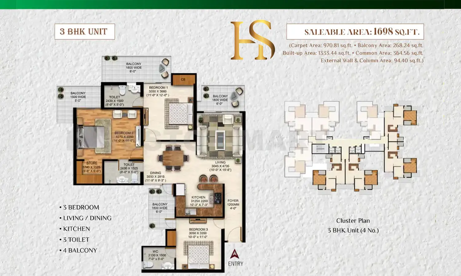 1698 Sqft