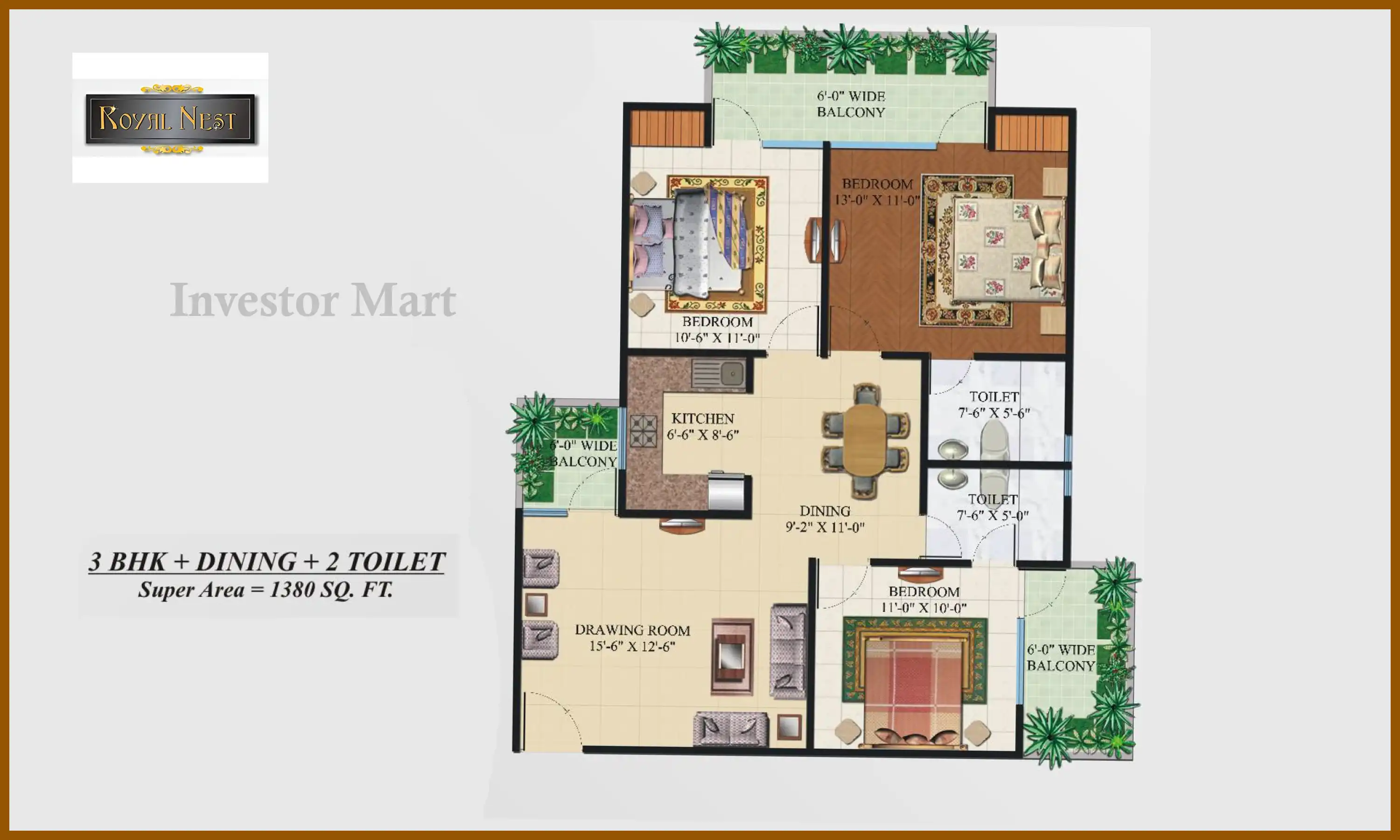 1380 Sqft