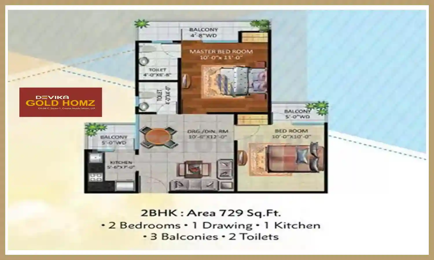 729 Sqft