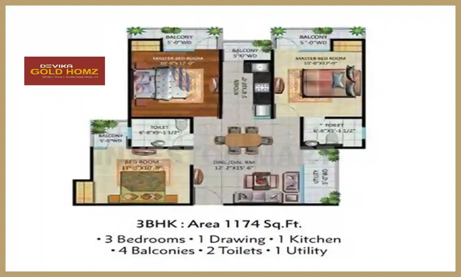 1174 Sqft