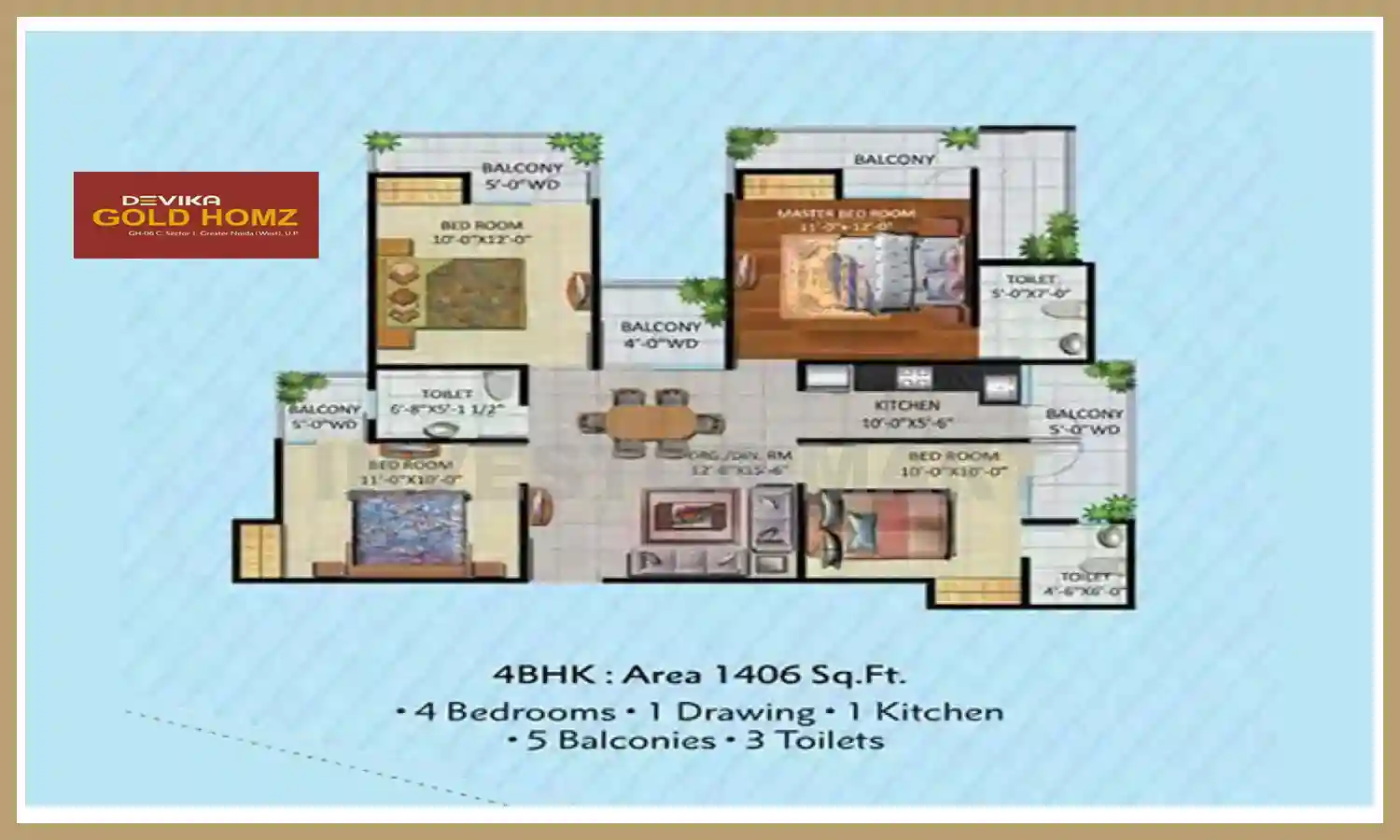 1406 Sqft