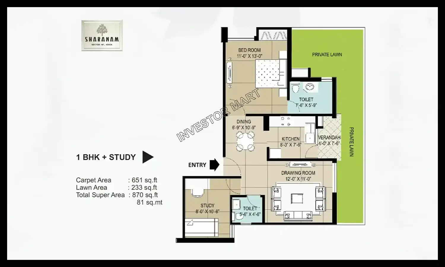 870 Sqft
