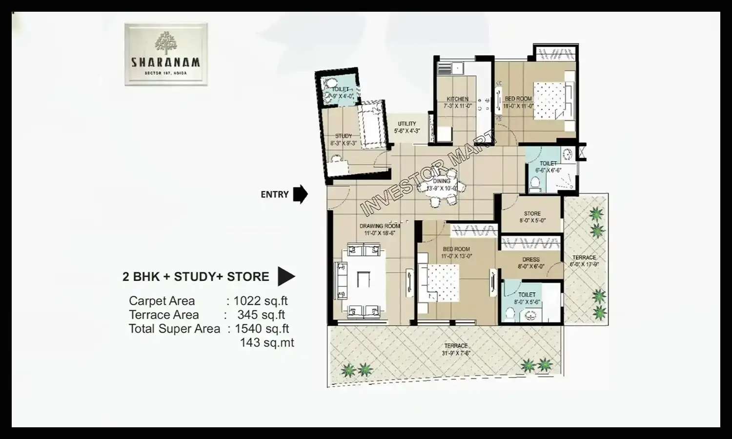 1540 Sqft