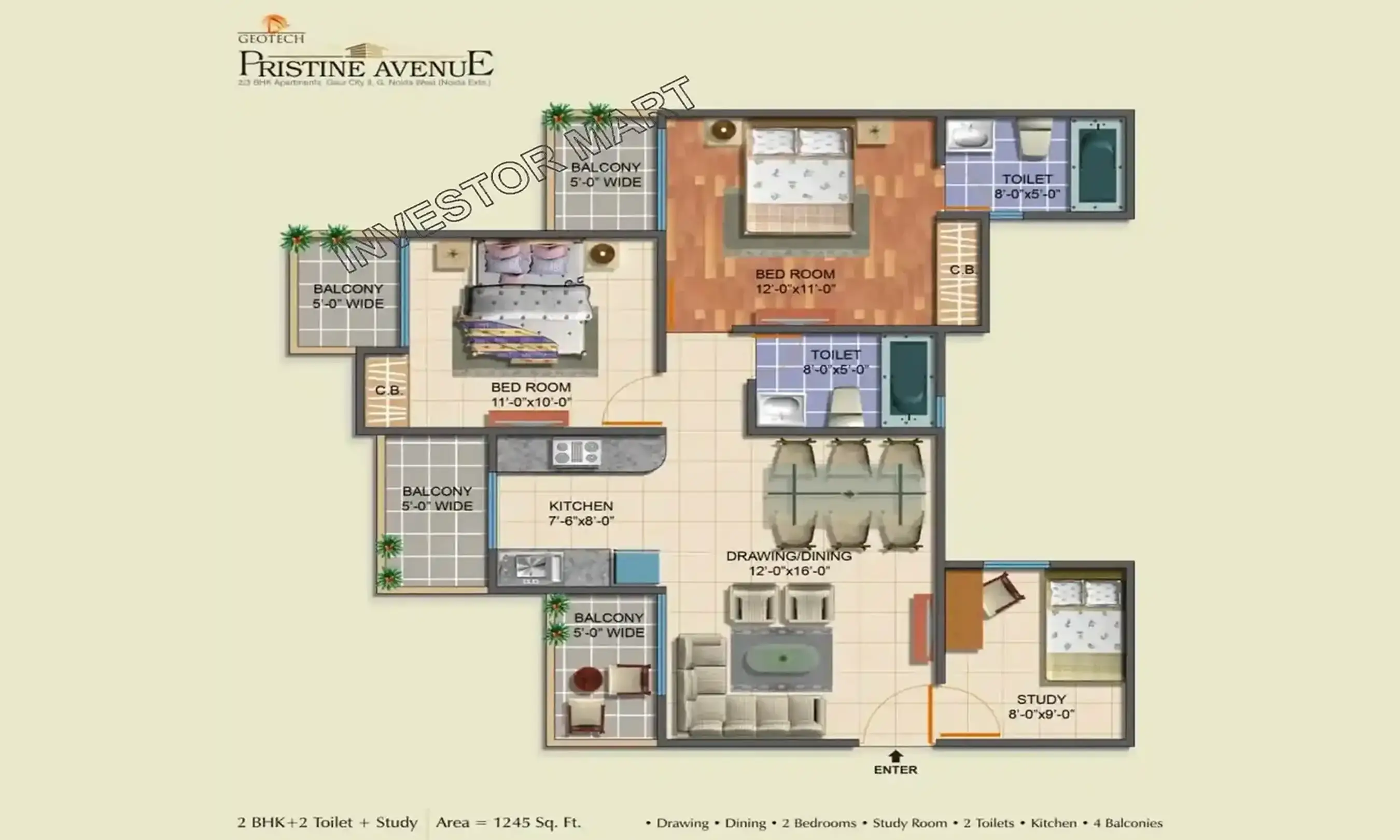 1245 Sqft