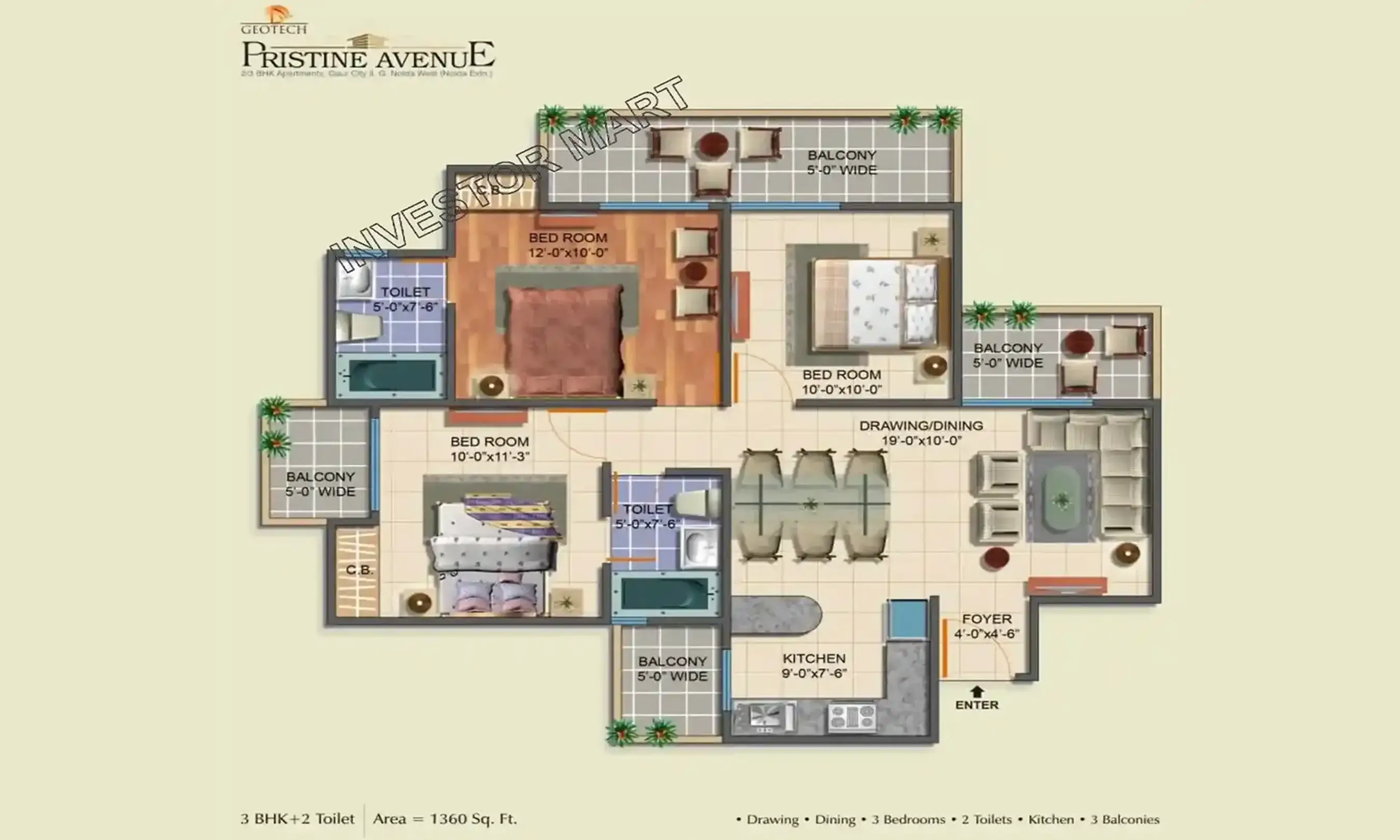 1360 Sqft