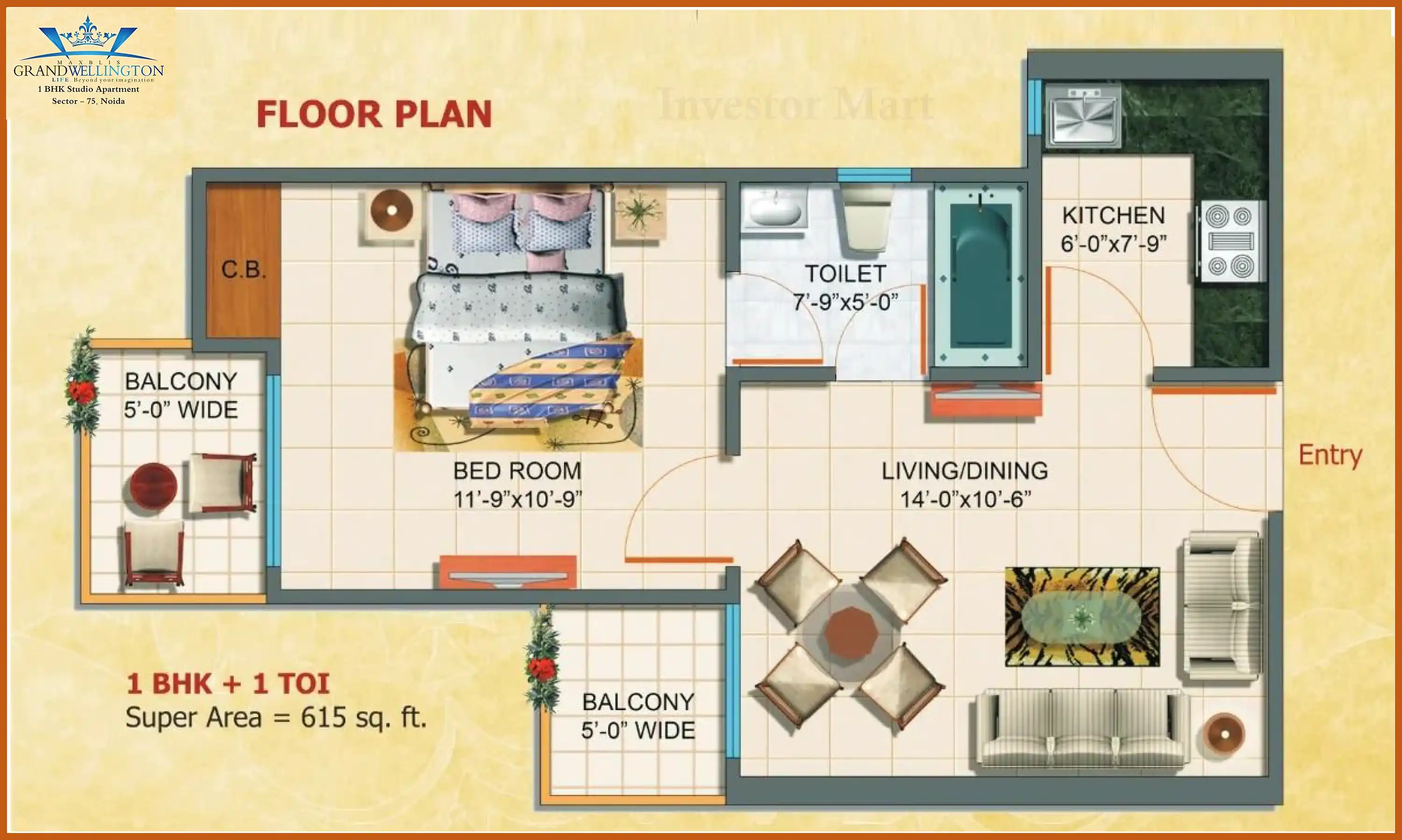 615 Sqft