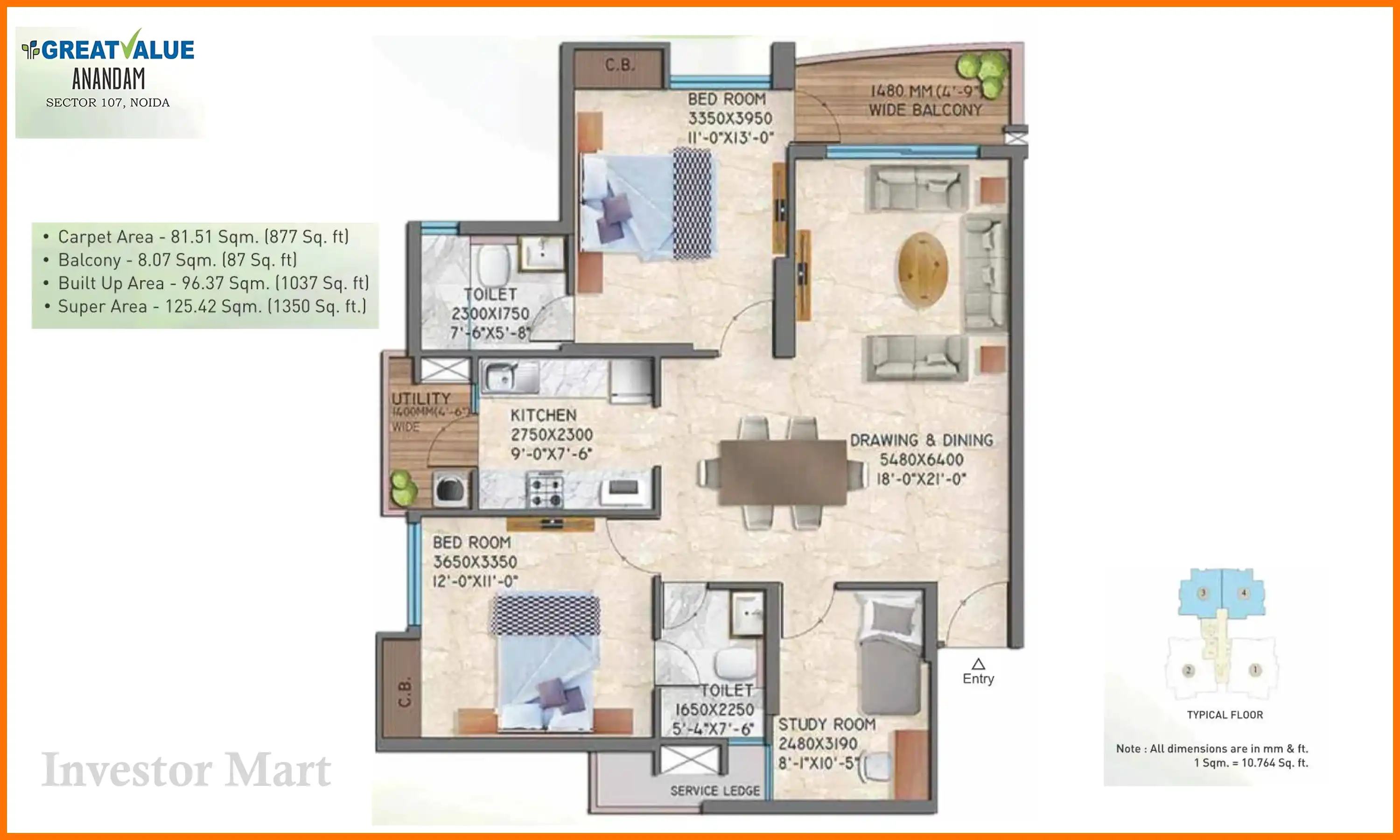 1350 Sqft