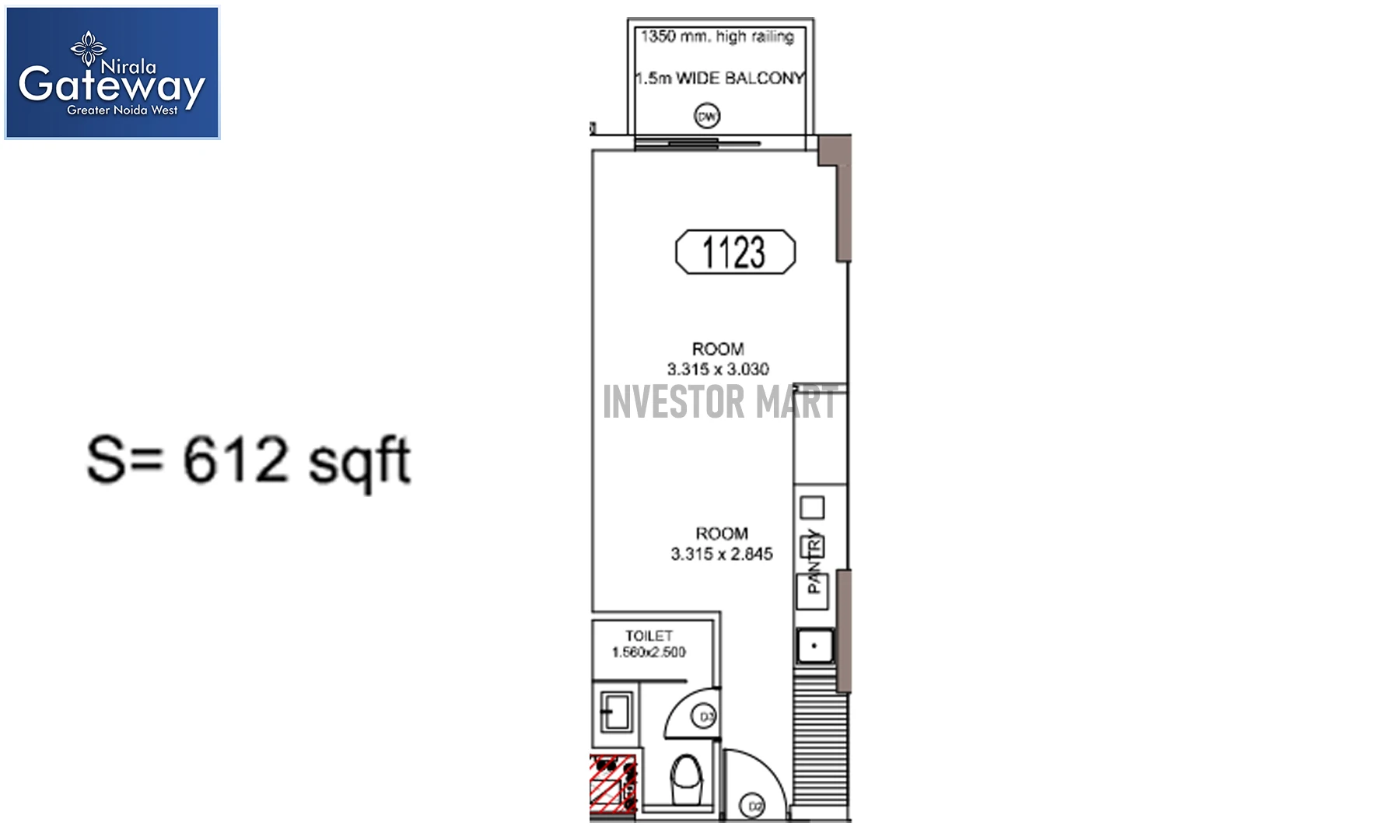 612 Sqft