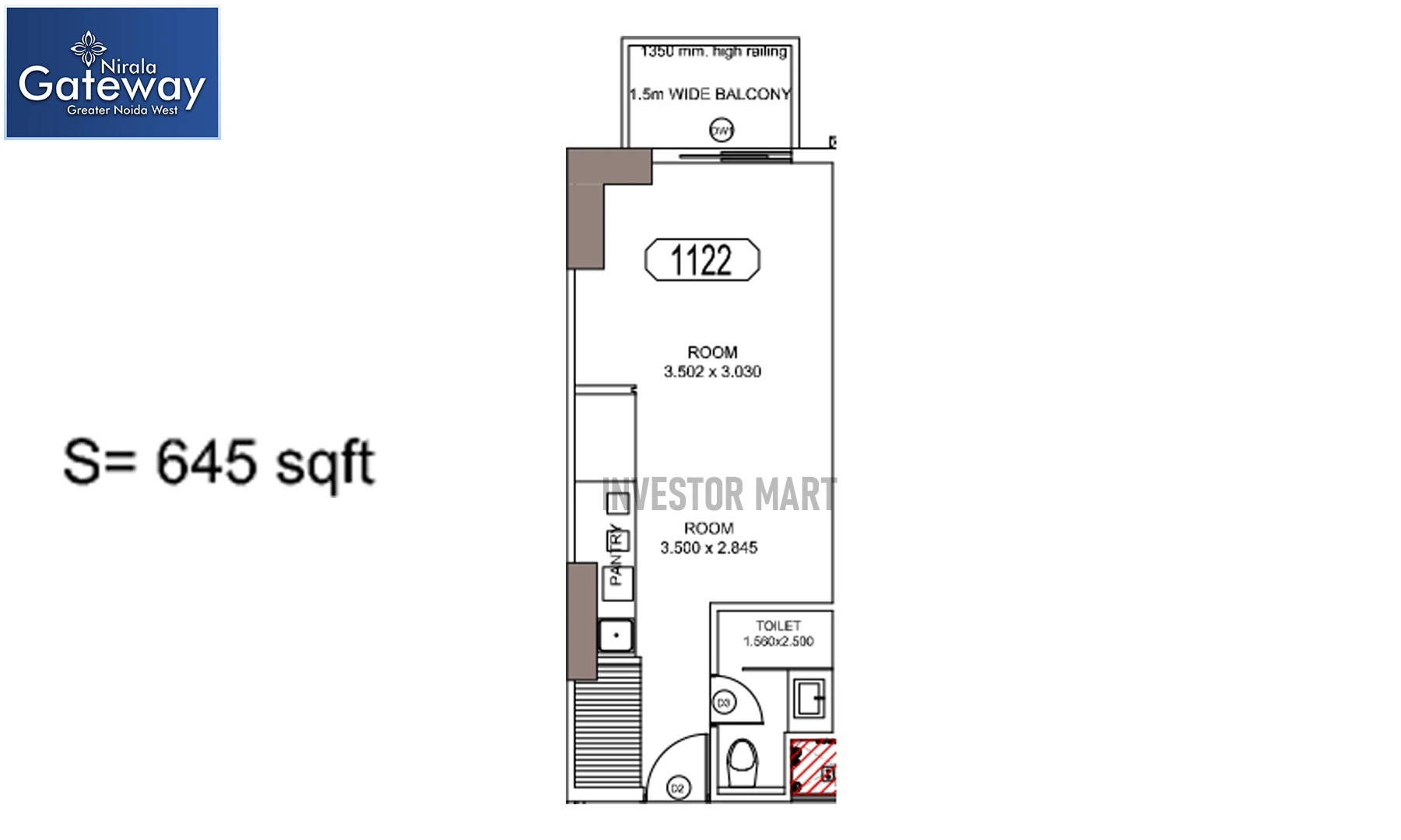 645 Sqft