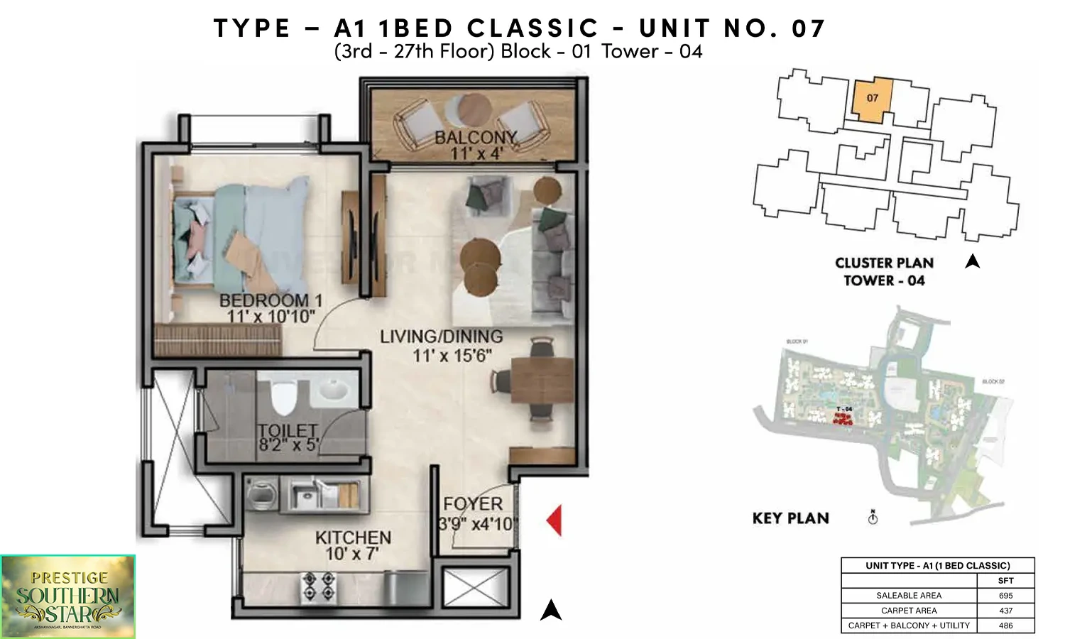 695 Sqft