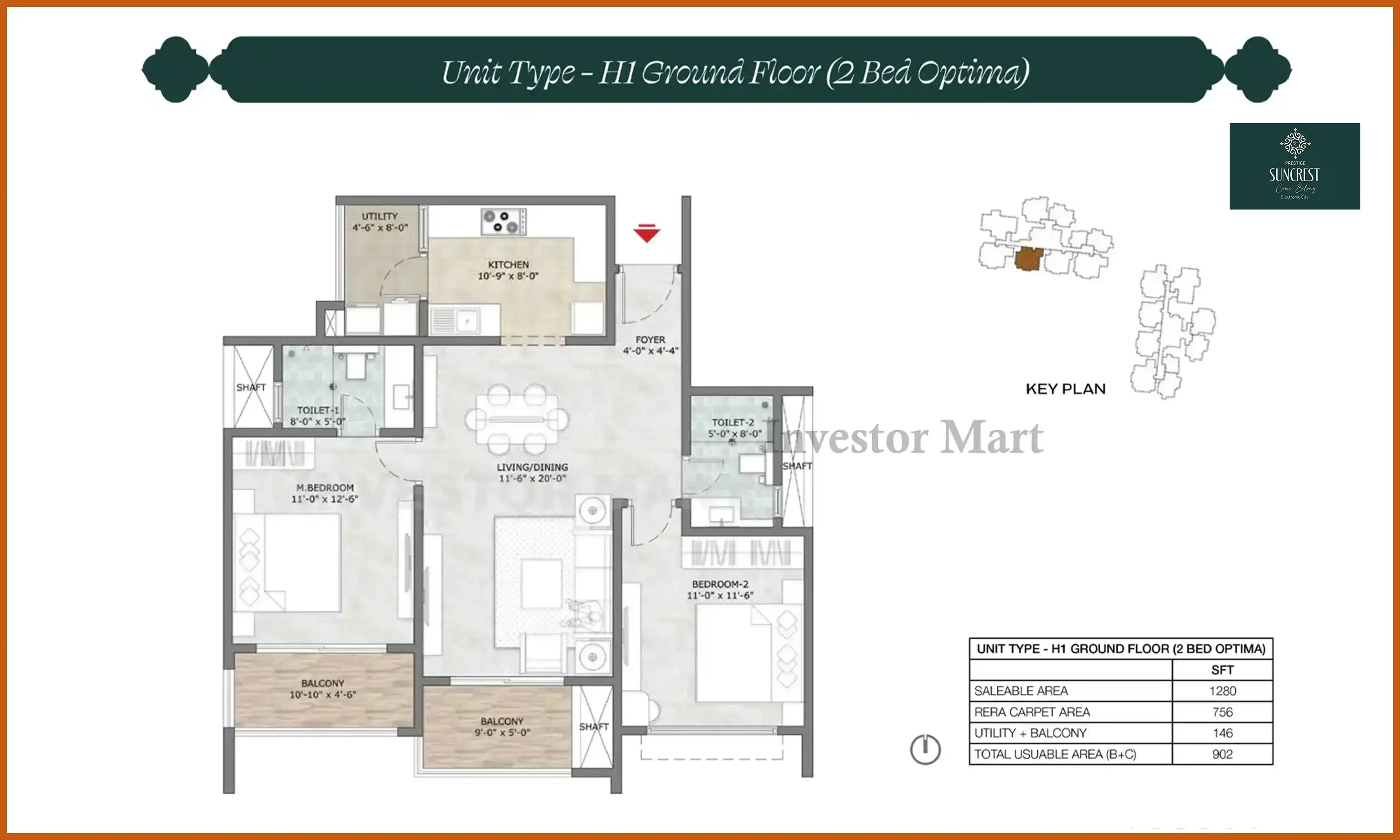1280 Sqft