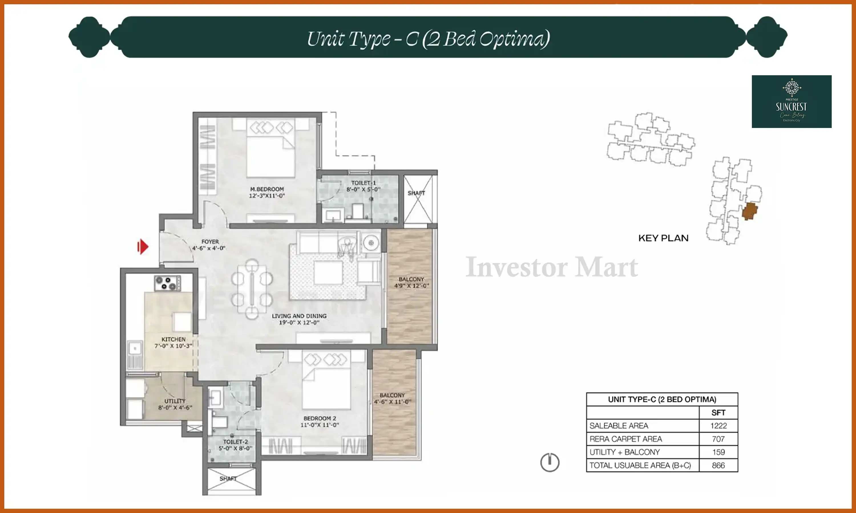 1222 Sqft