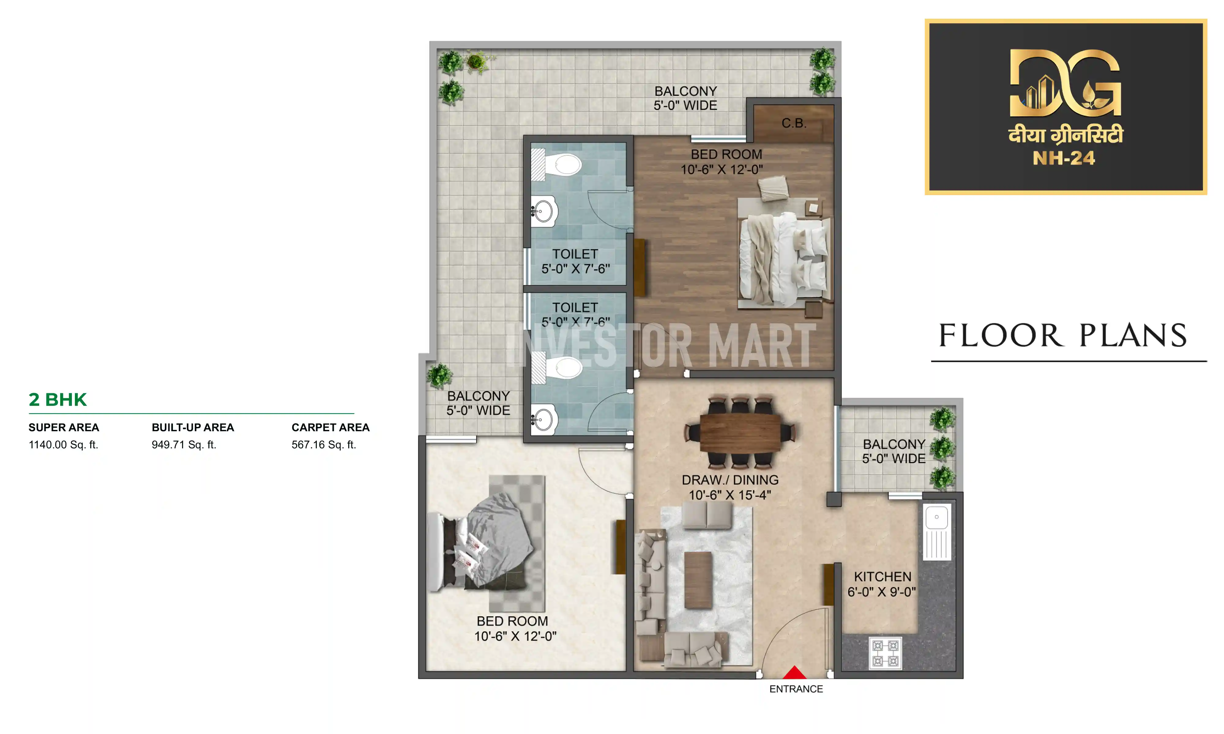 1140 Sqft