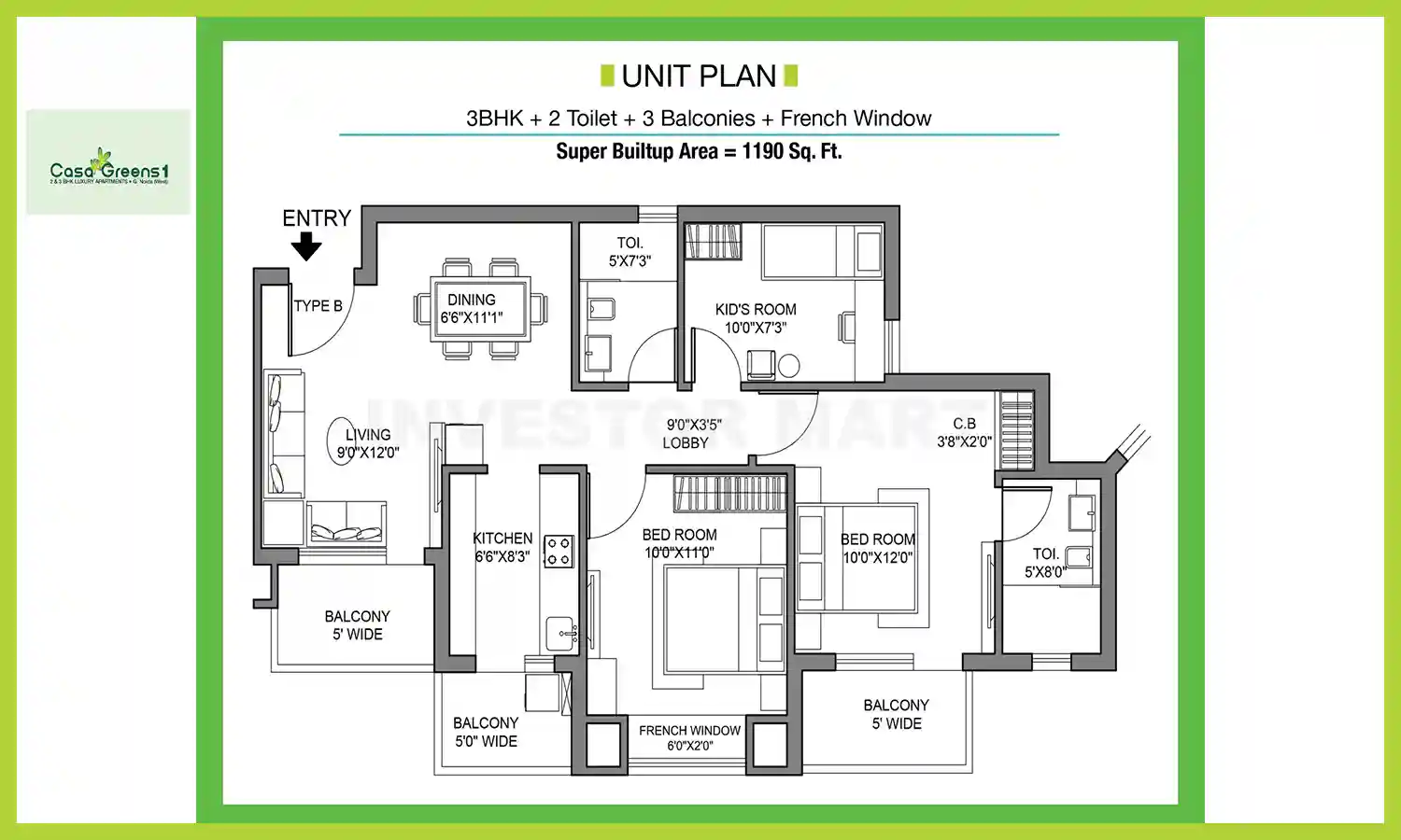 1190 Sqft