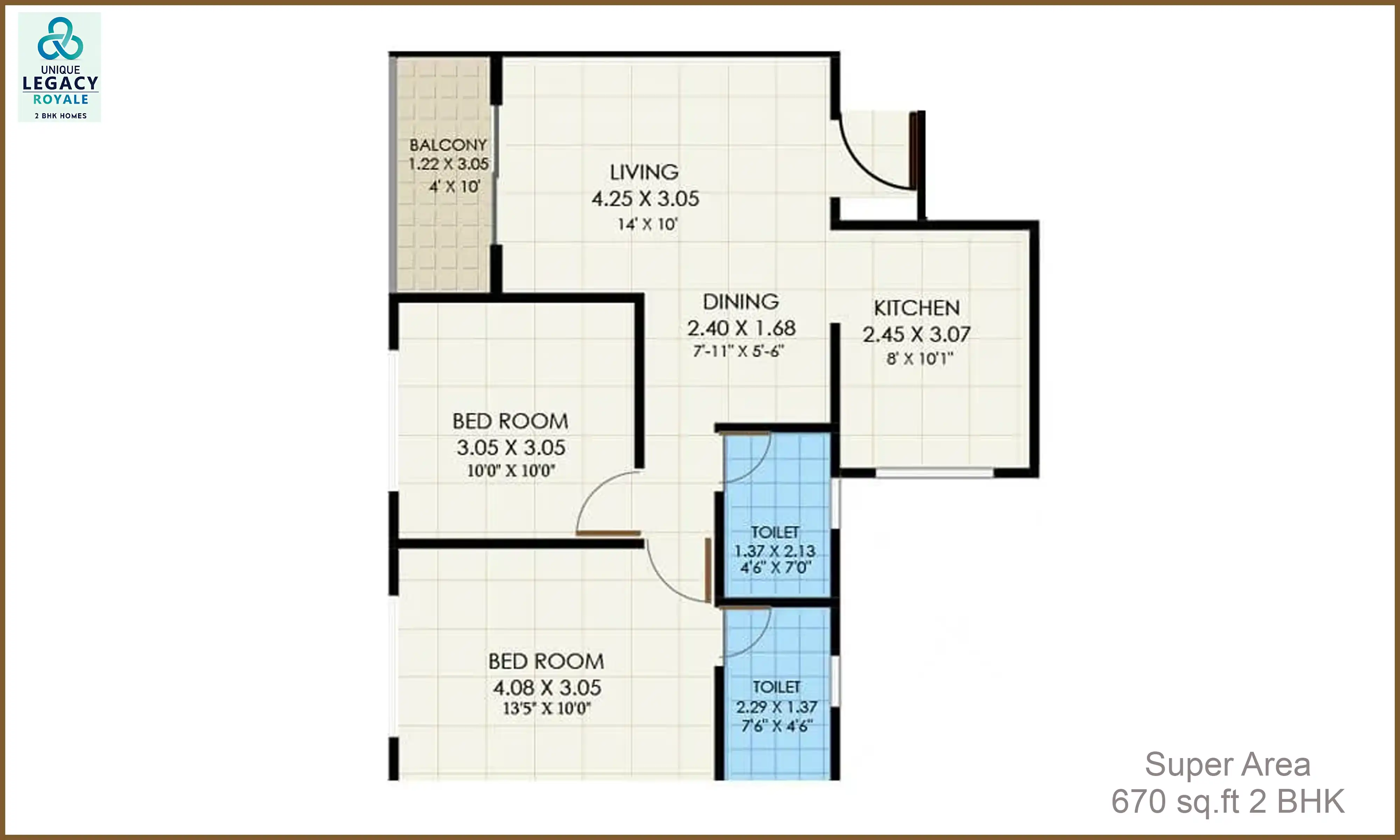 670 Sqft