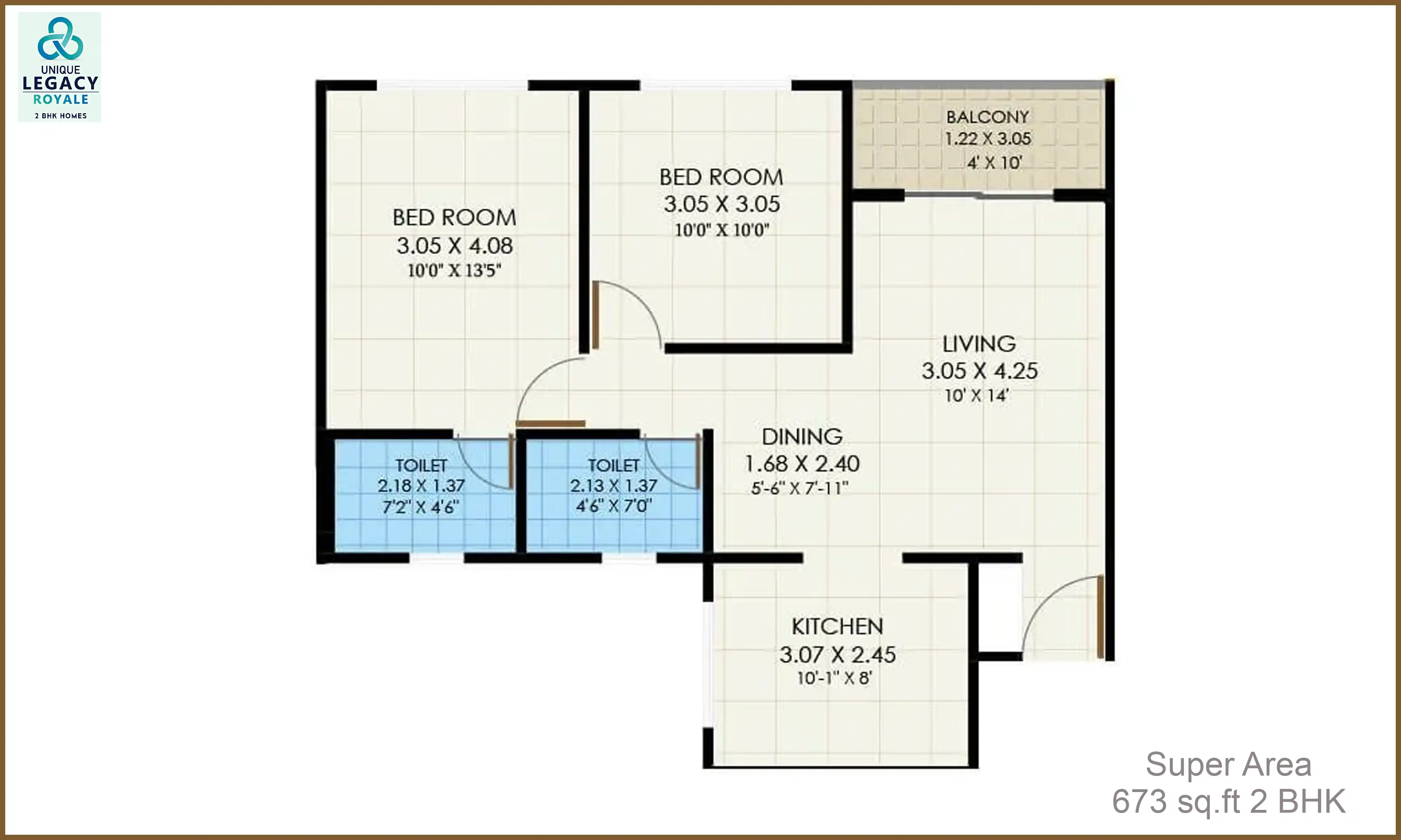 673 Sqft