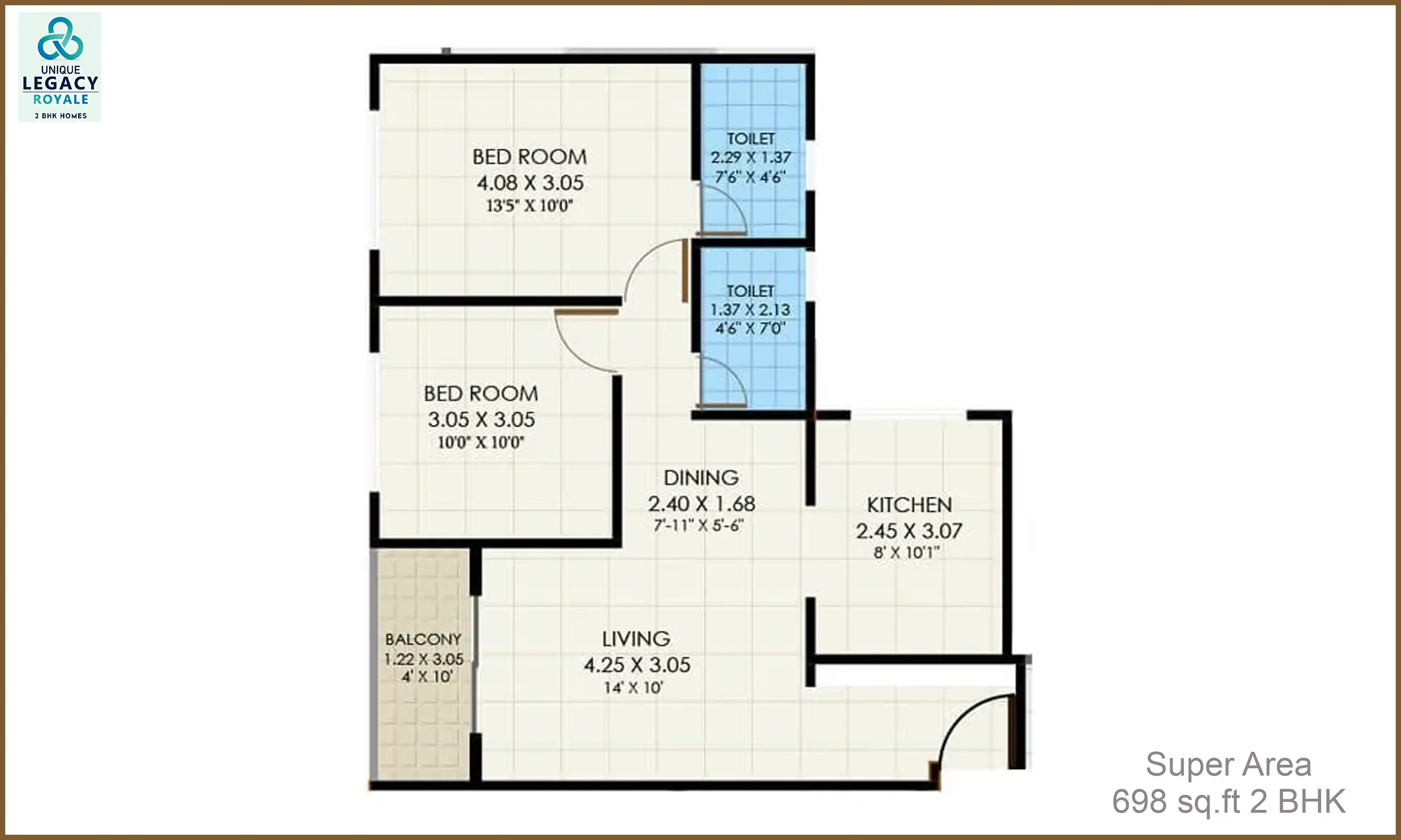 698 Sqft