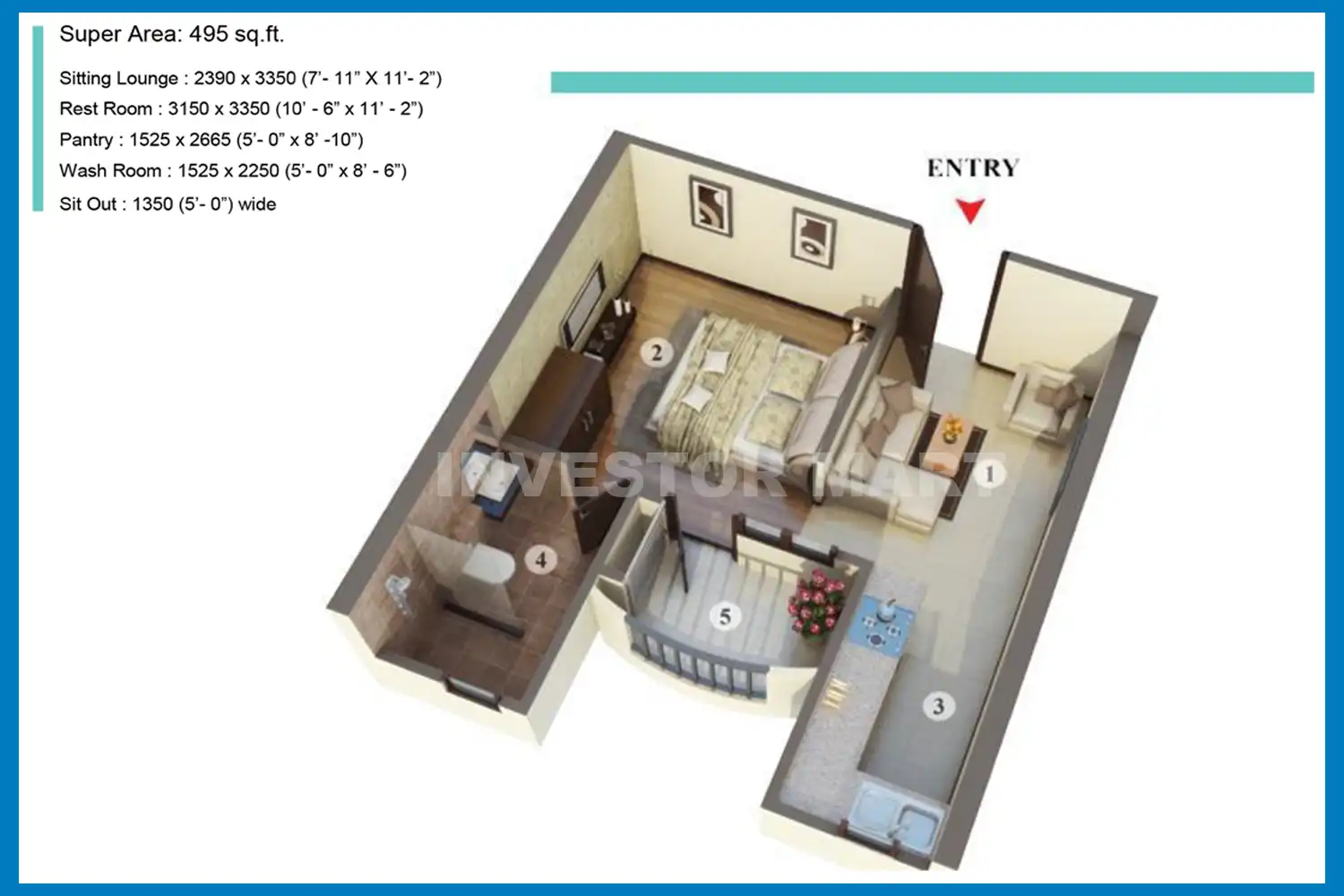 495 Sqft