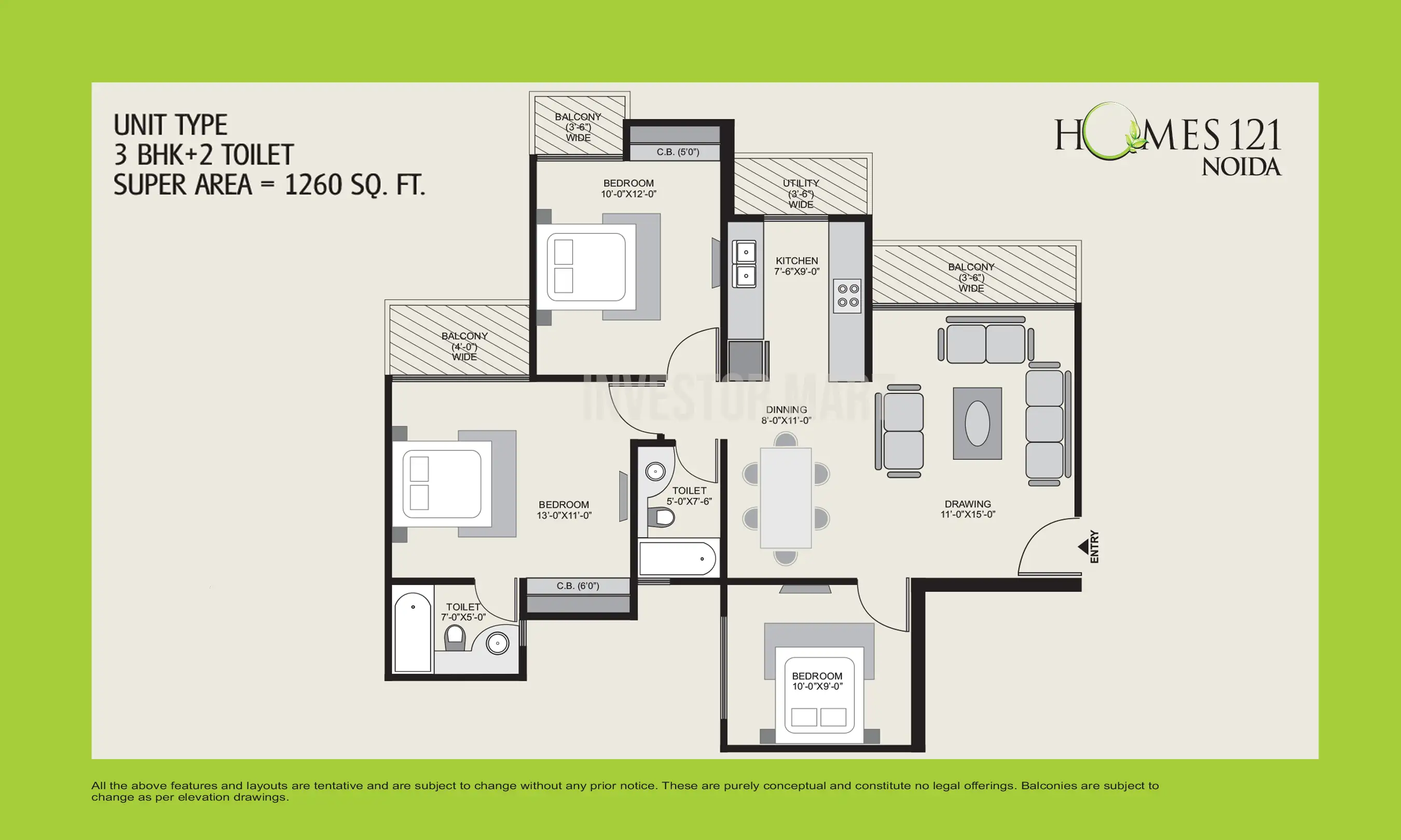 1260 Sqft