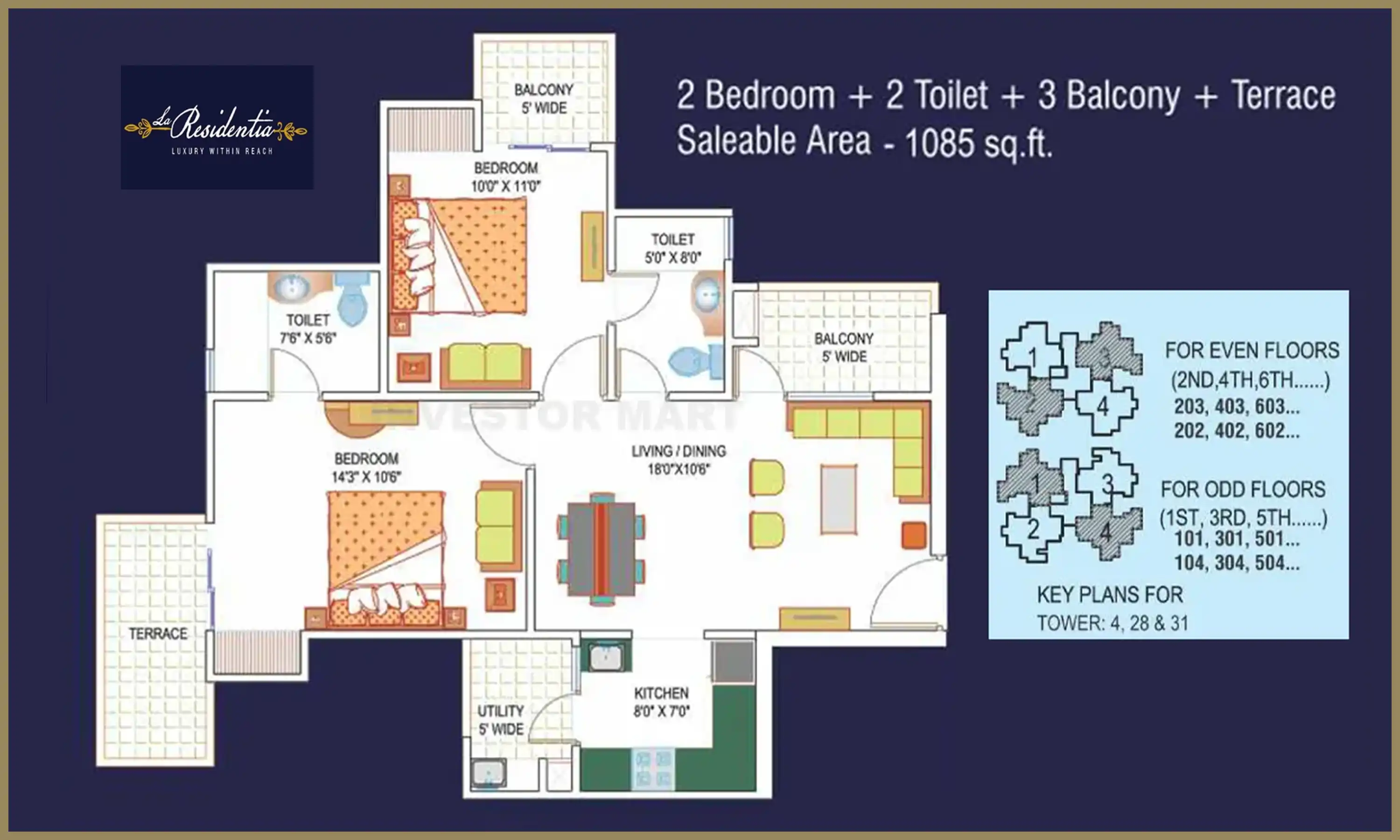 1085 Sqft