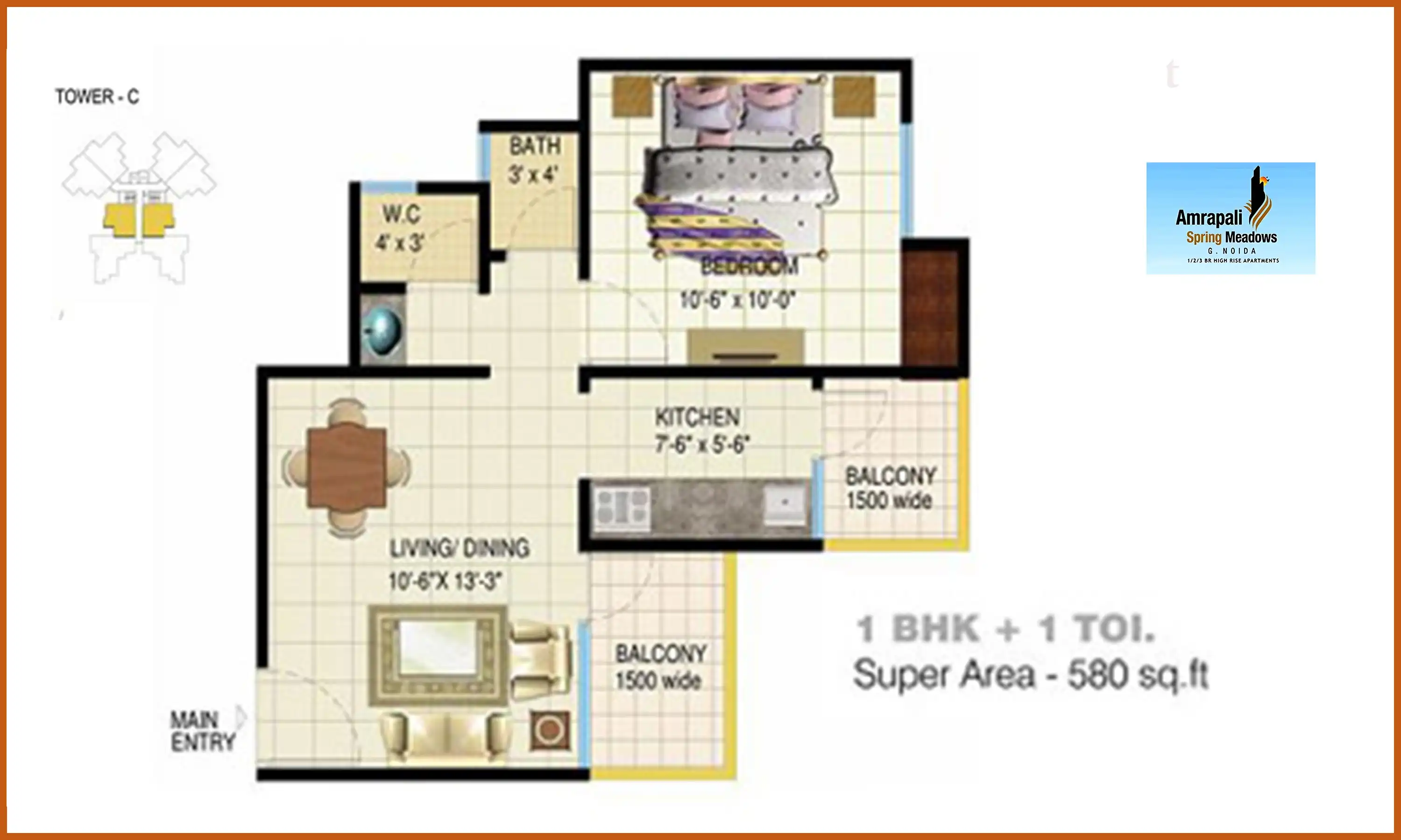 580 Sqft