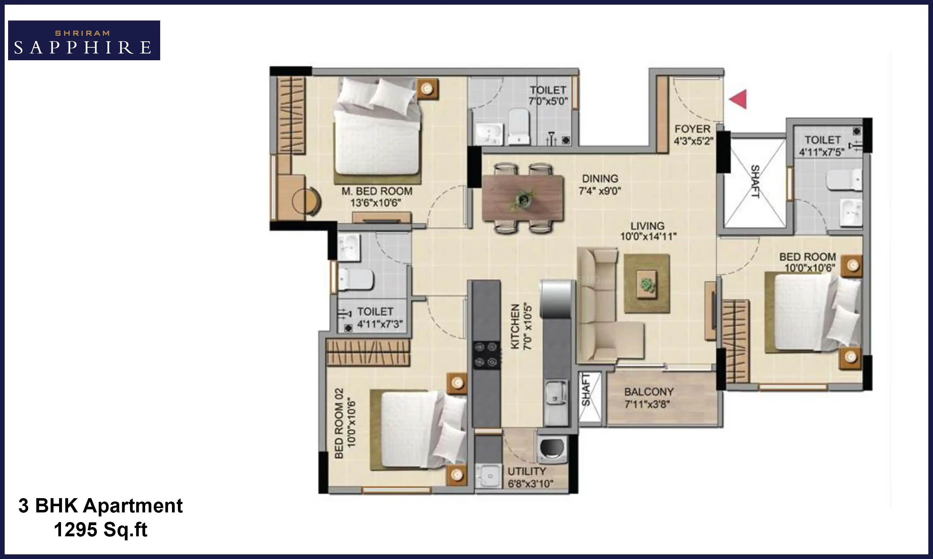 1295 Sqft
