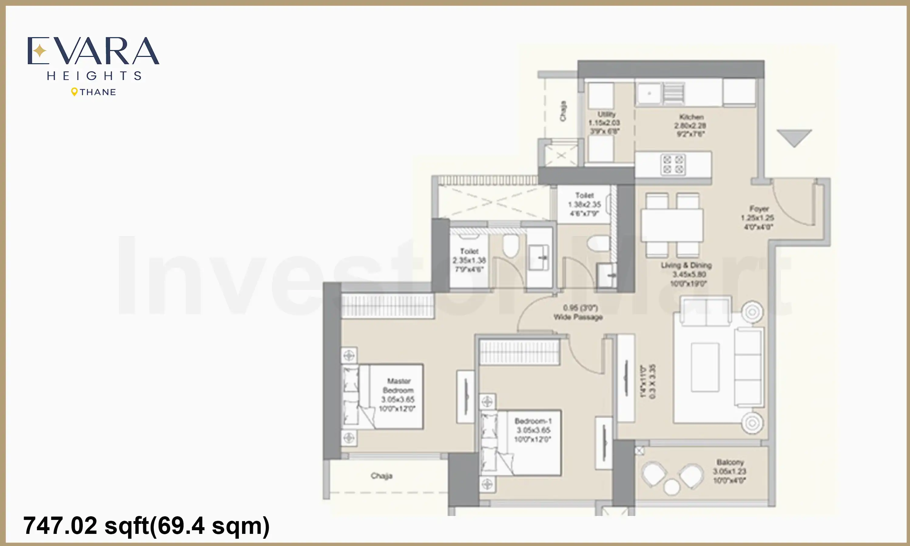 747 Sqft