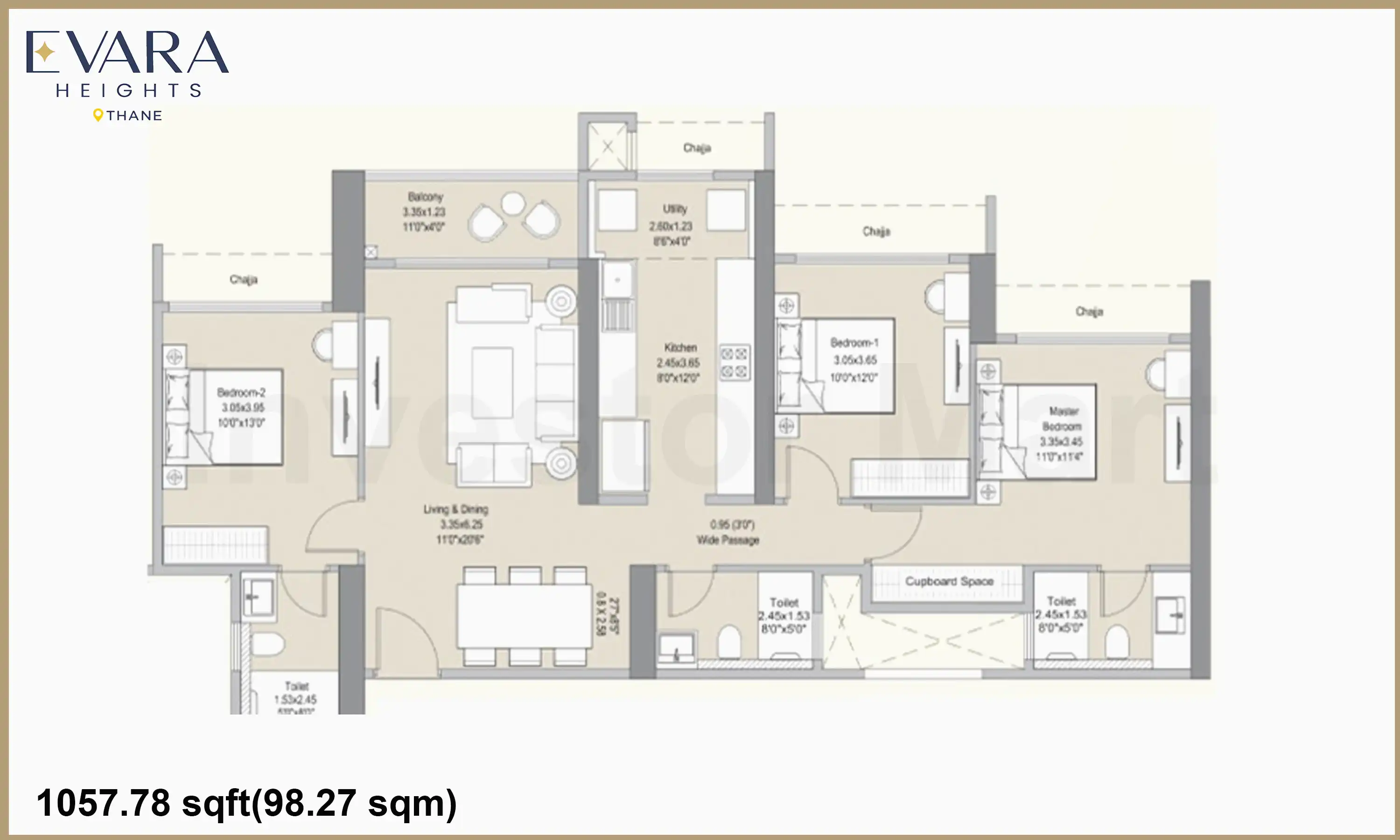 1057 Sqft