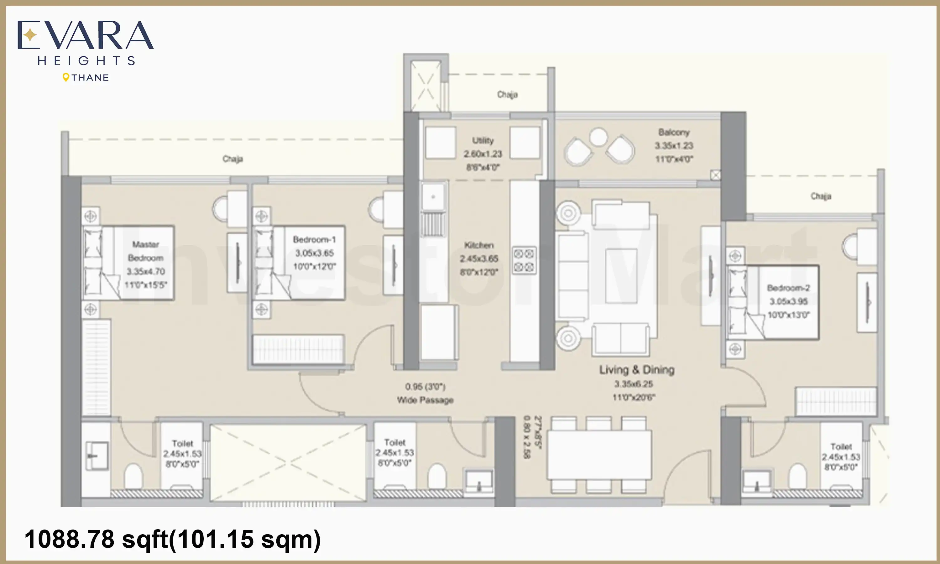 1088 Sqft