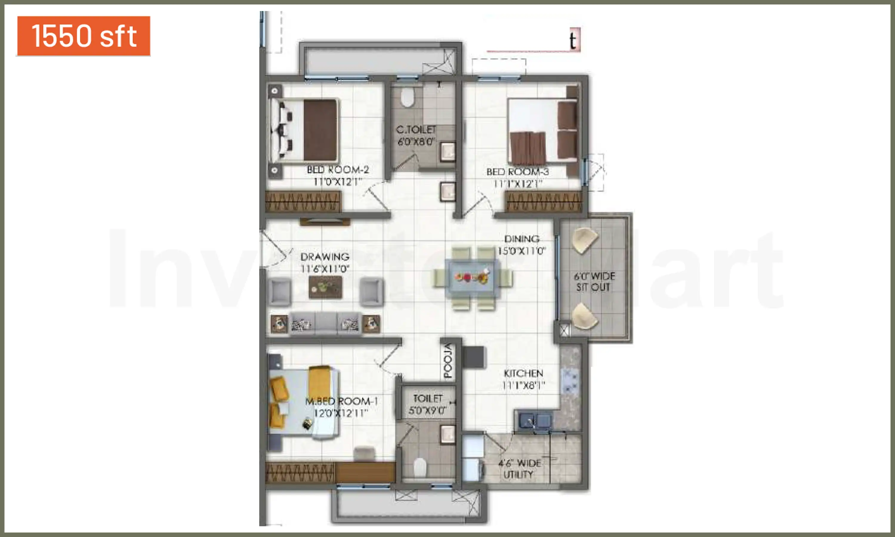 1550 Sqft