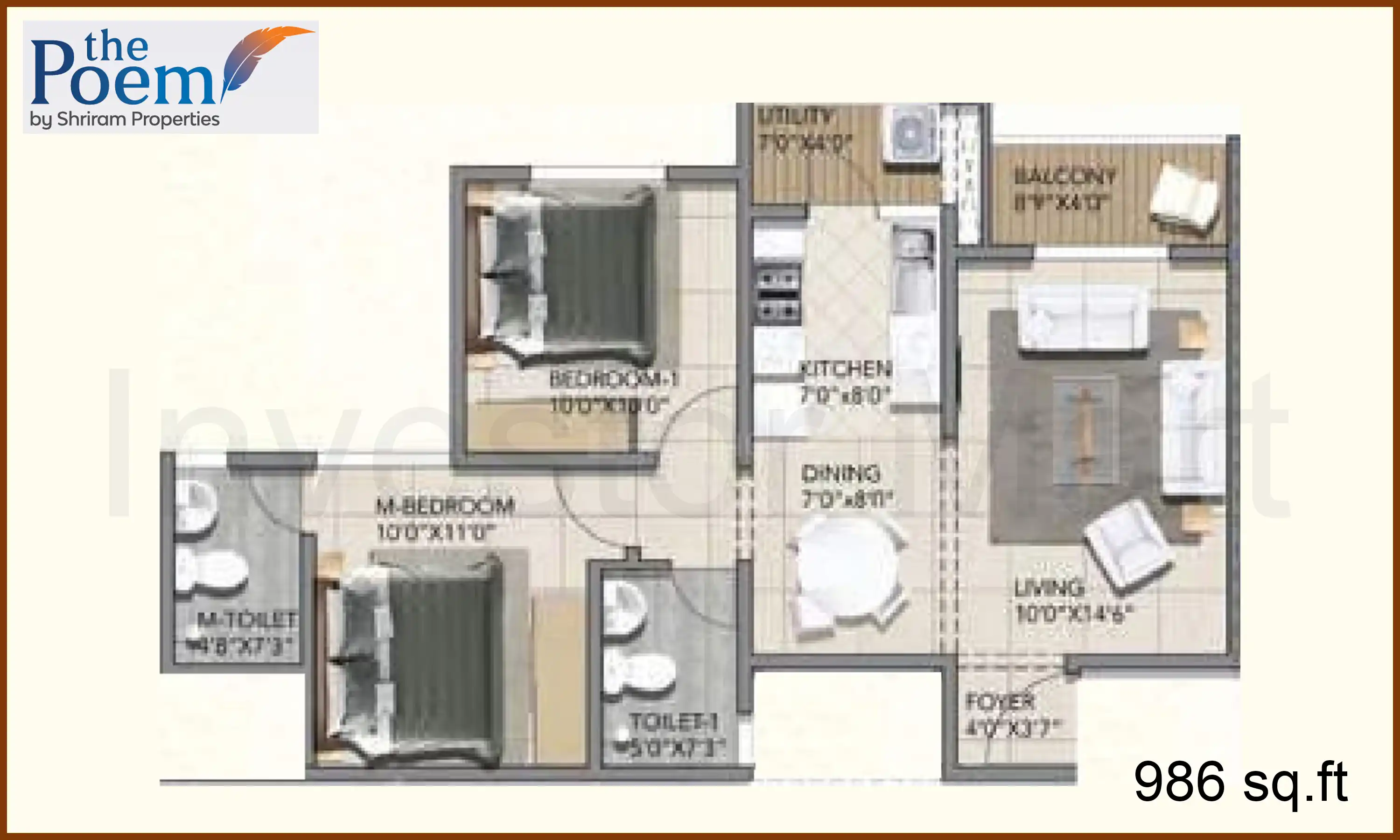 986 Sqft