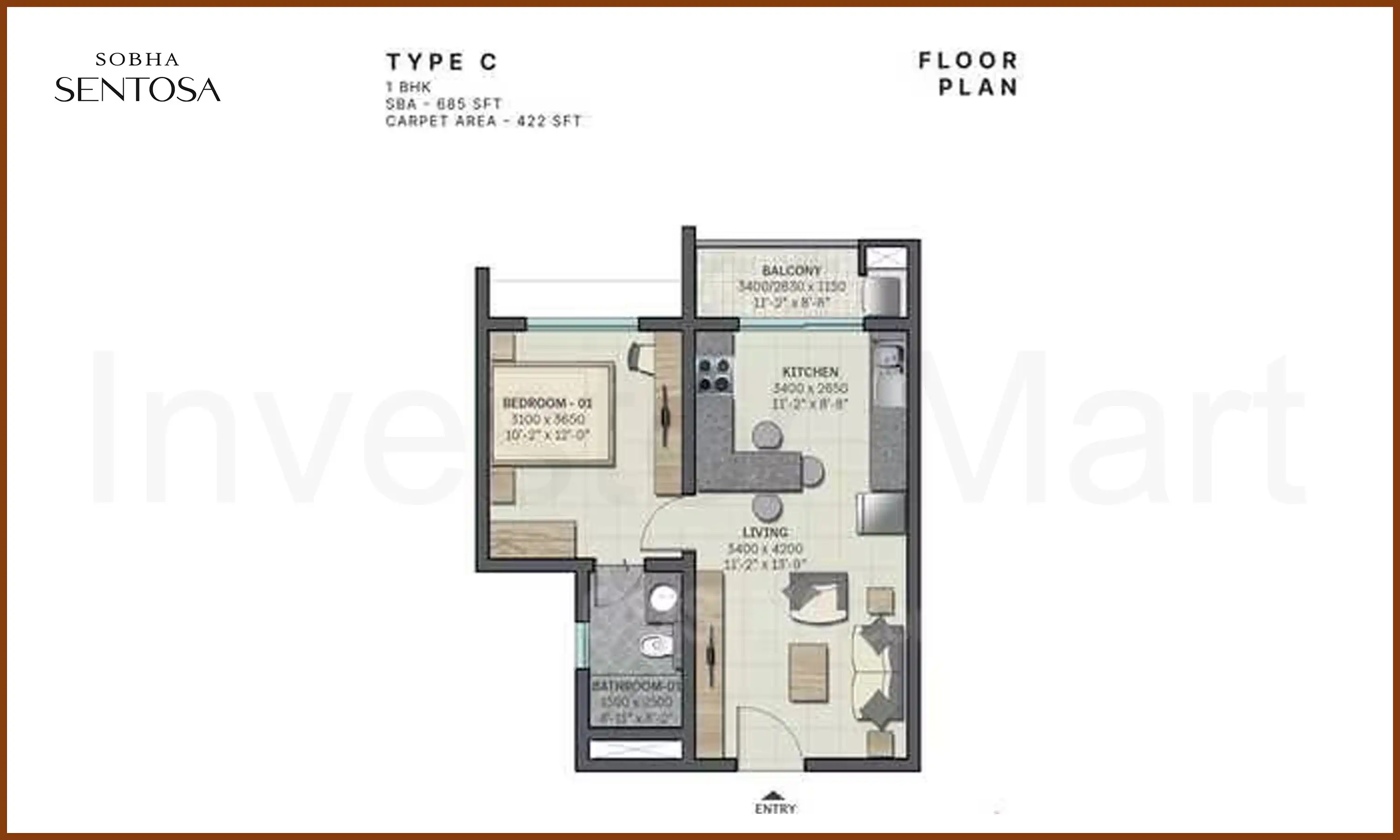 685 Sqft