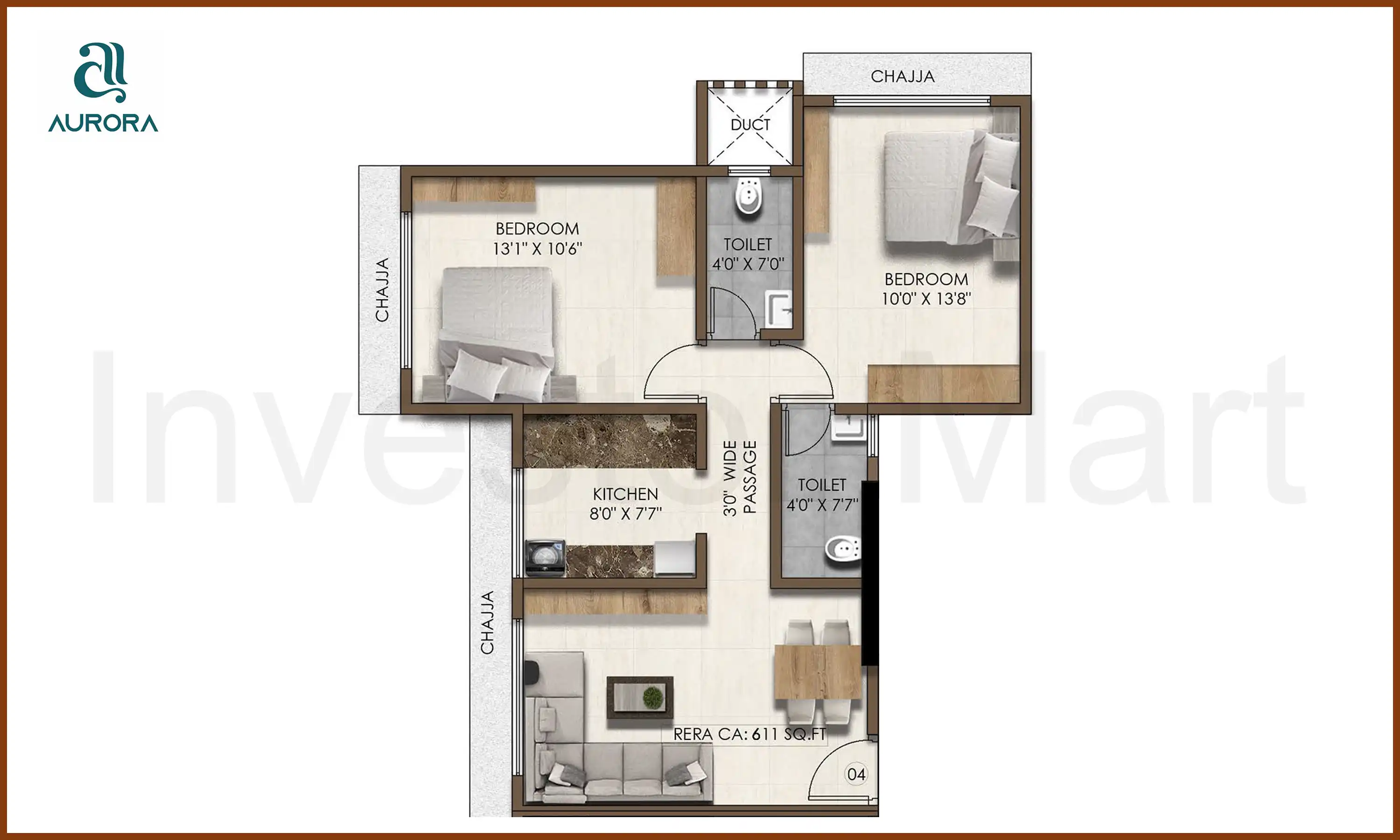 611 Sqft
