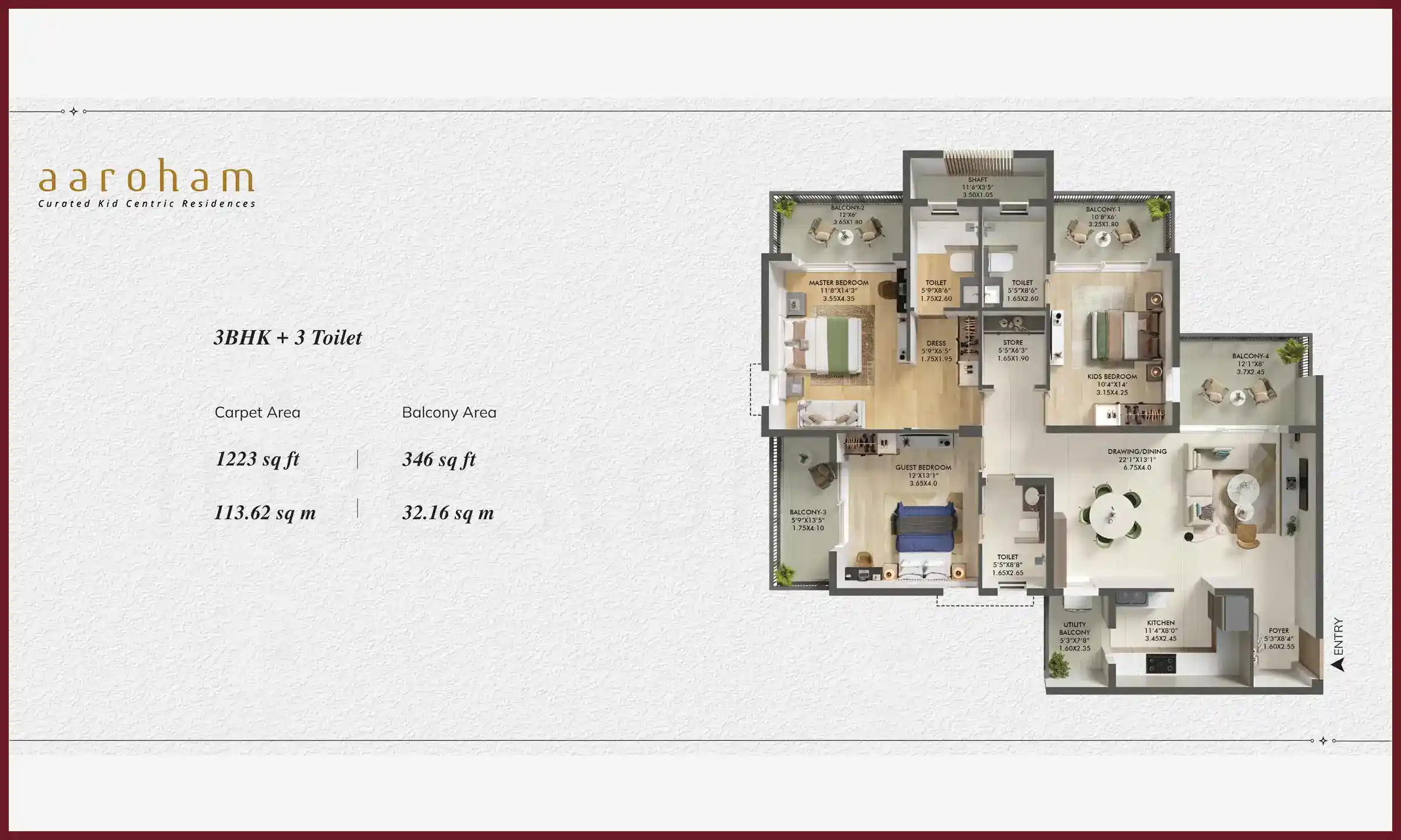 1223 Sqft