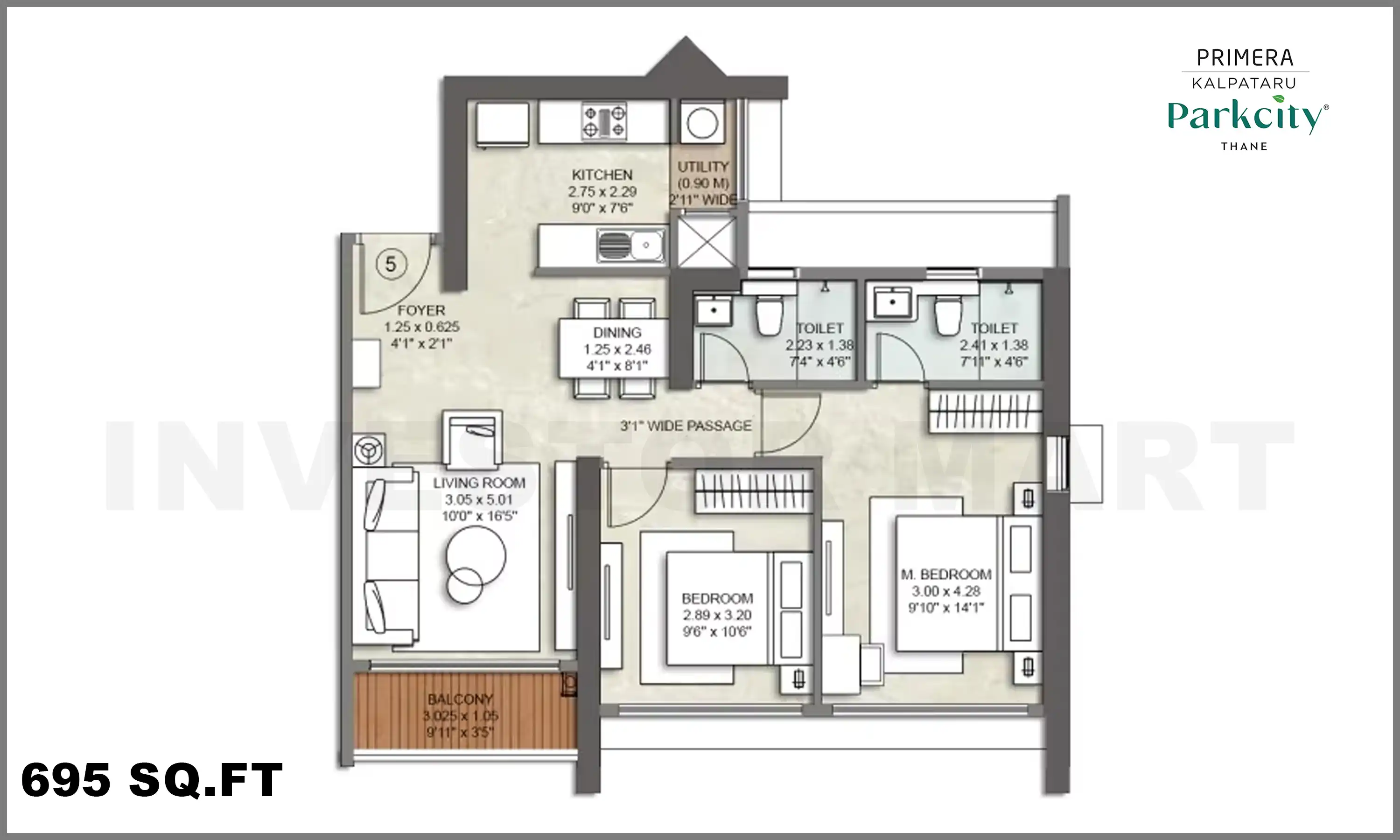 695 Sqft