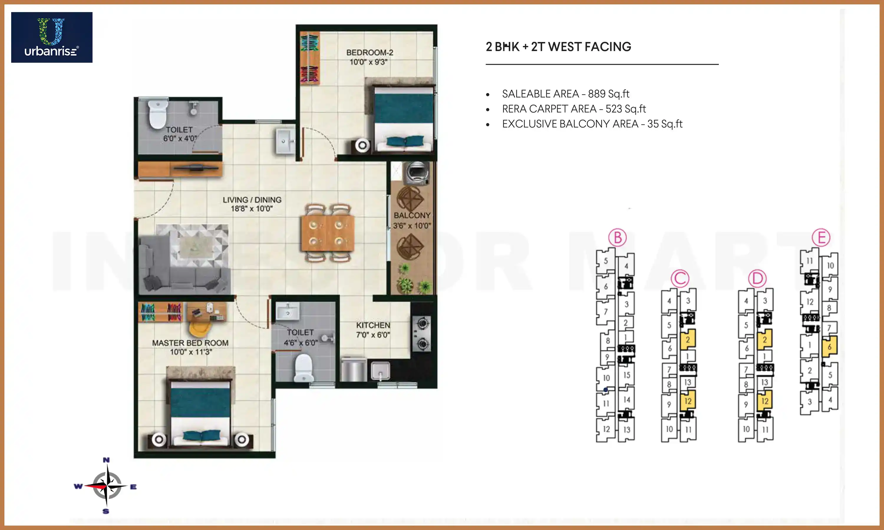 889 Sqft