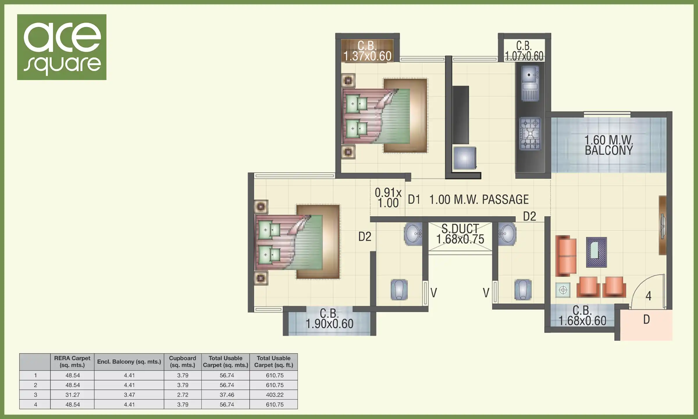 611 Sqft