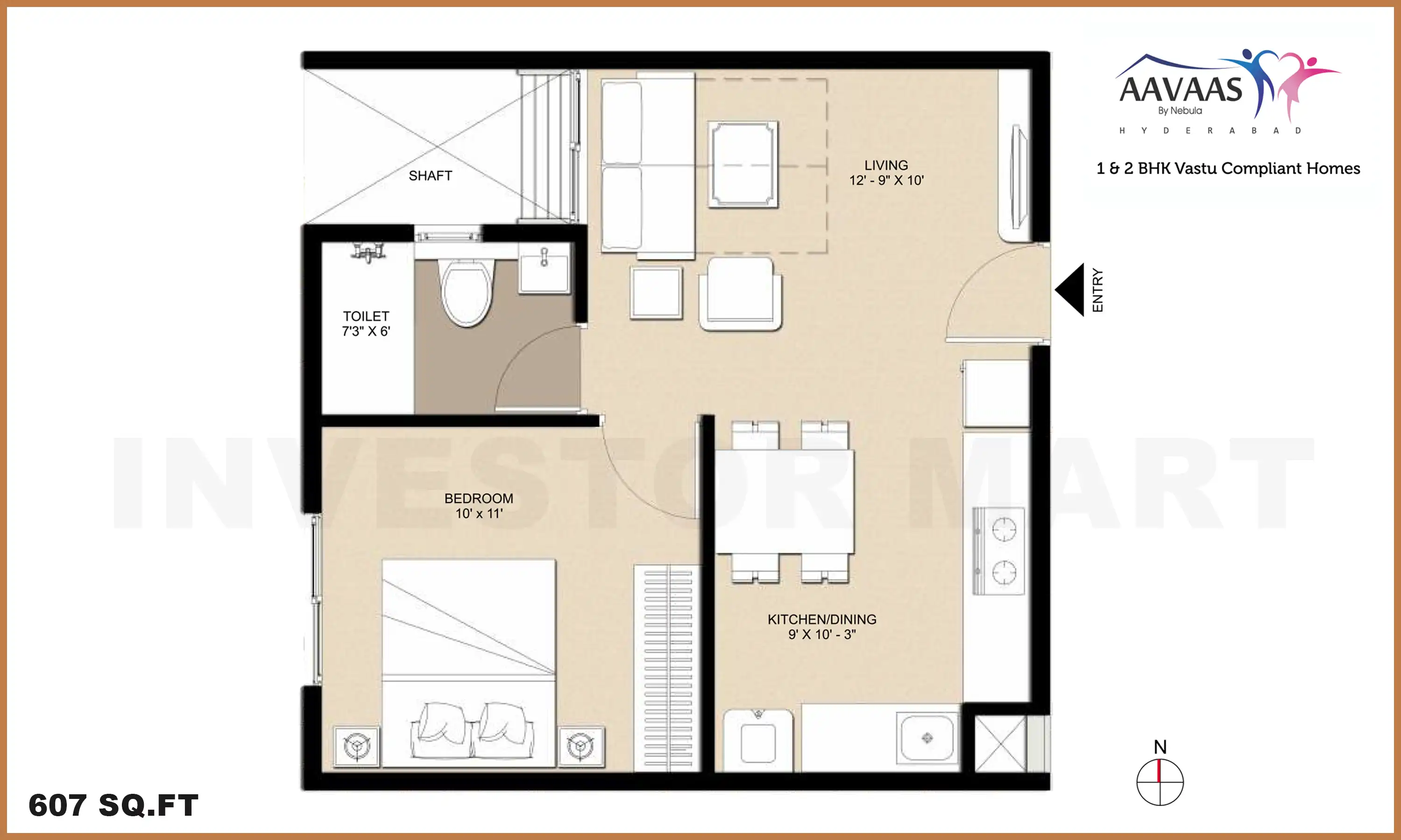 607 Sqft