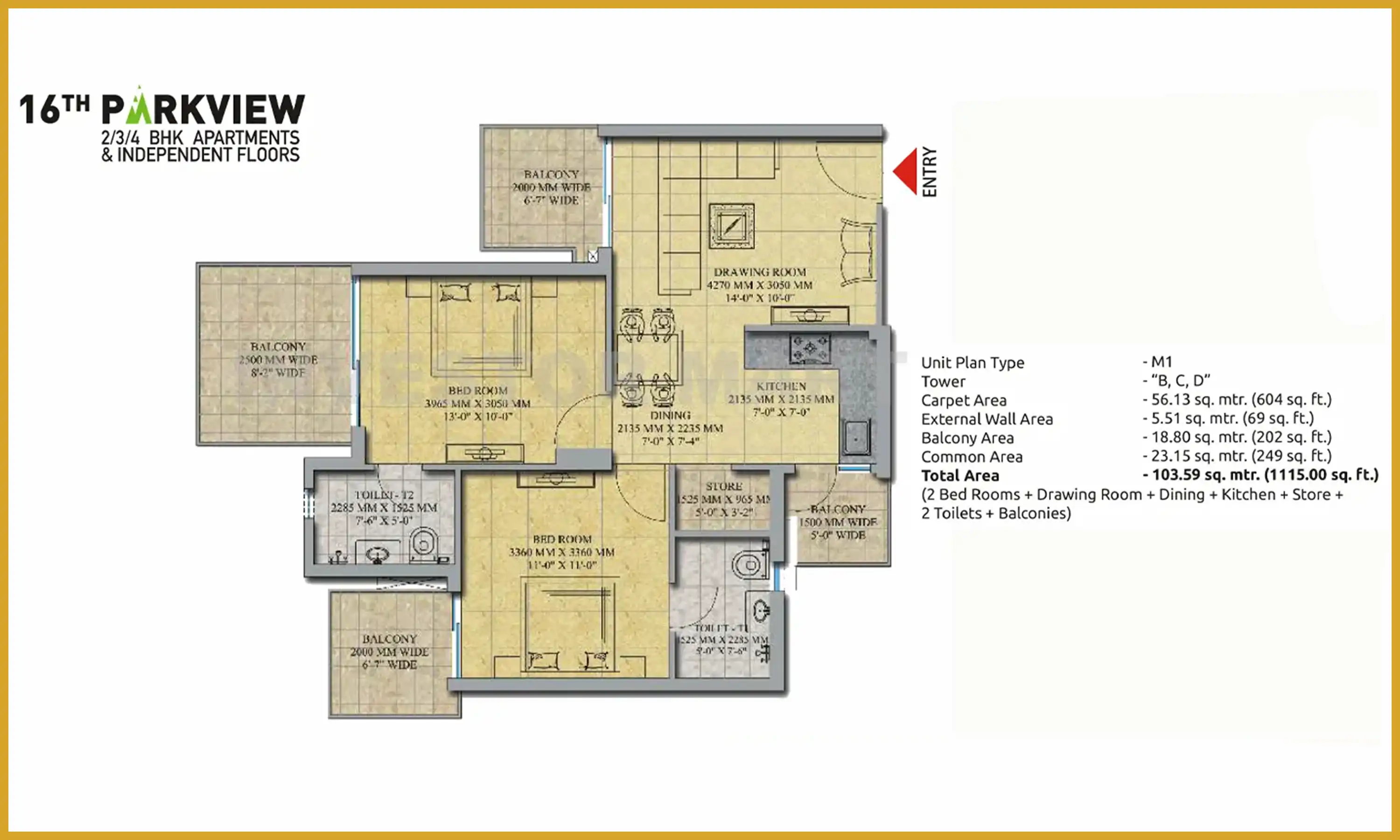 1115 Sqft