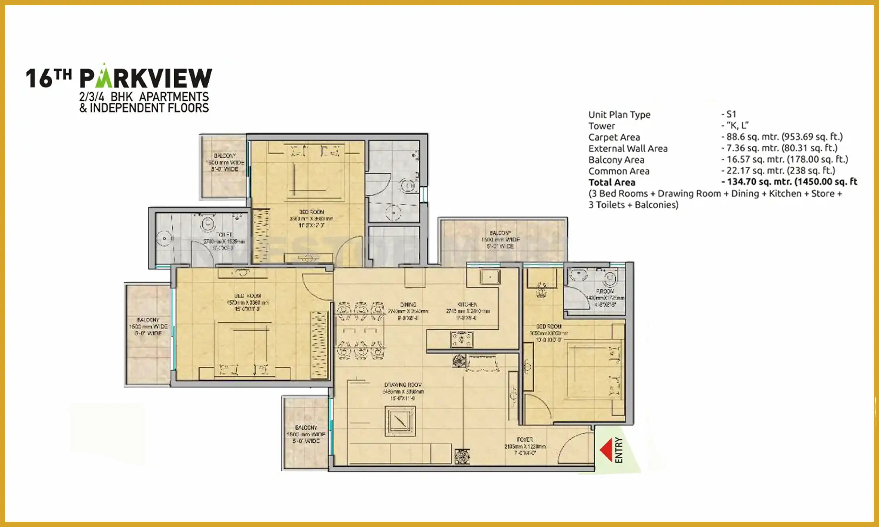 1450 Sqft