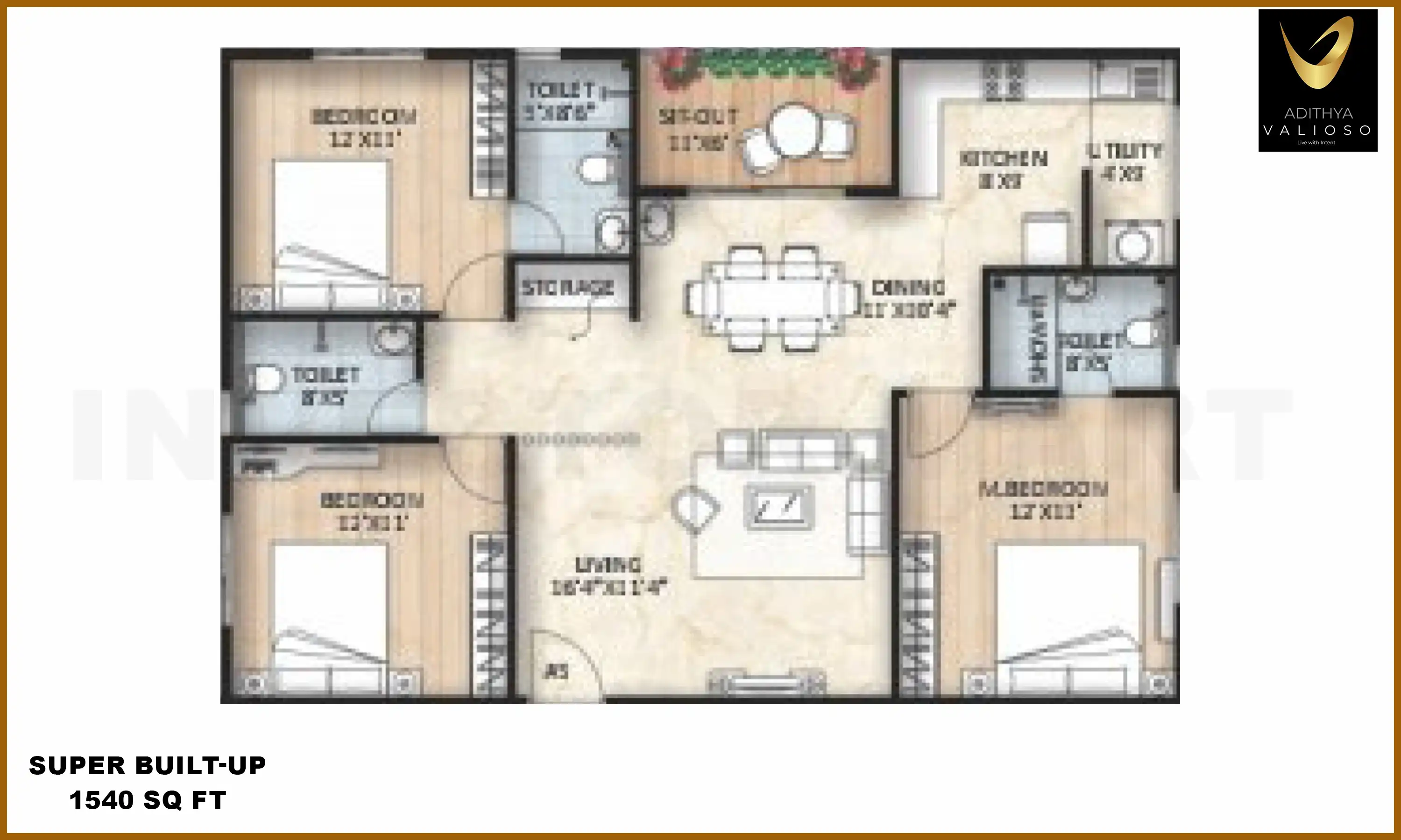 1540 Sqft
